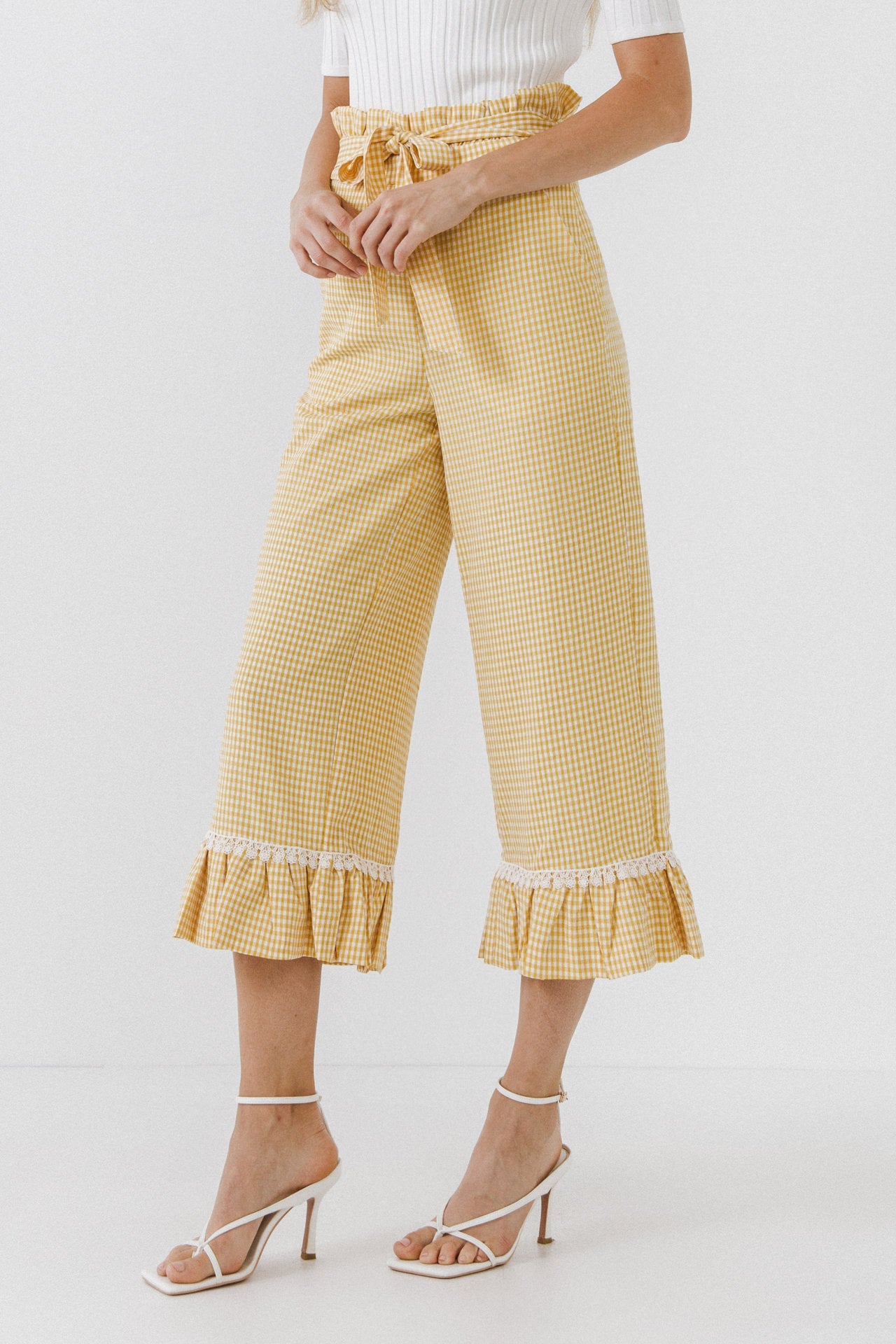 ENGLISH FACTORY - Gingham Culotte With Tie - PANTS available at Objectrare