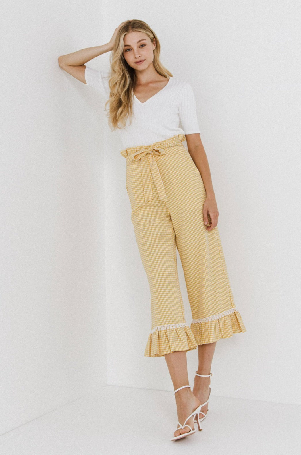ENGLISH FACTORY - Gingham Culotte With Tie - PANTS available at Objectrare