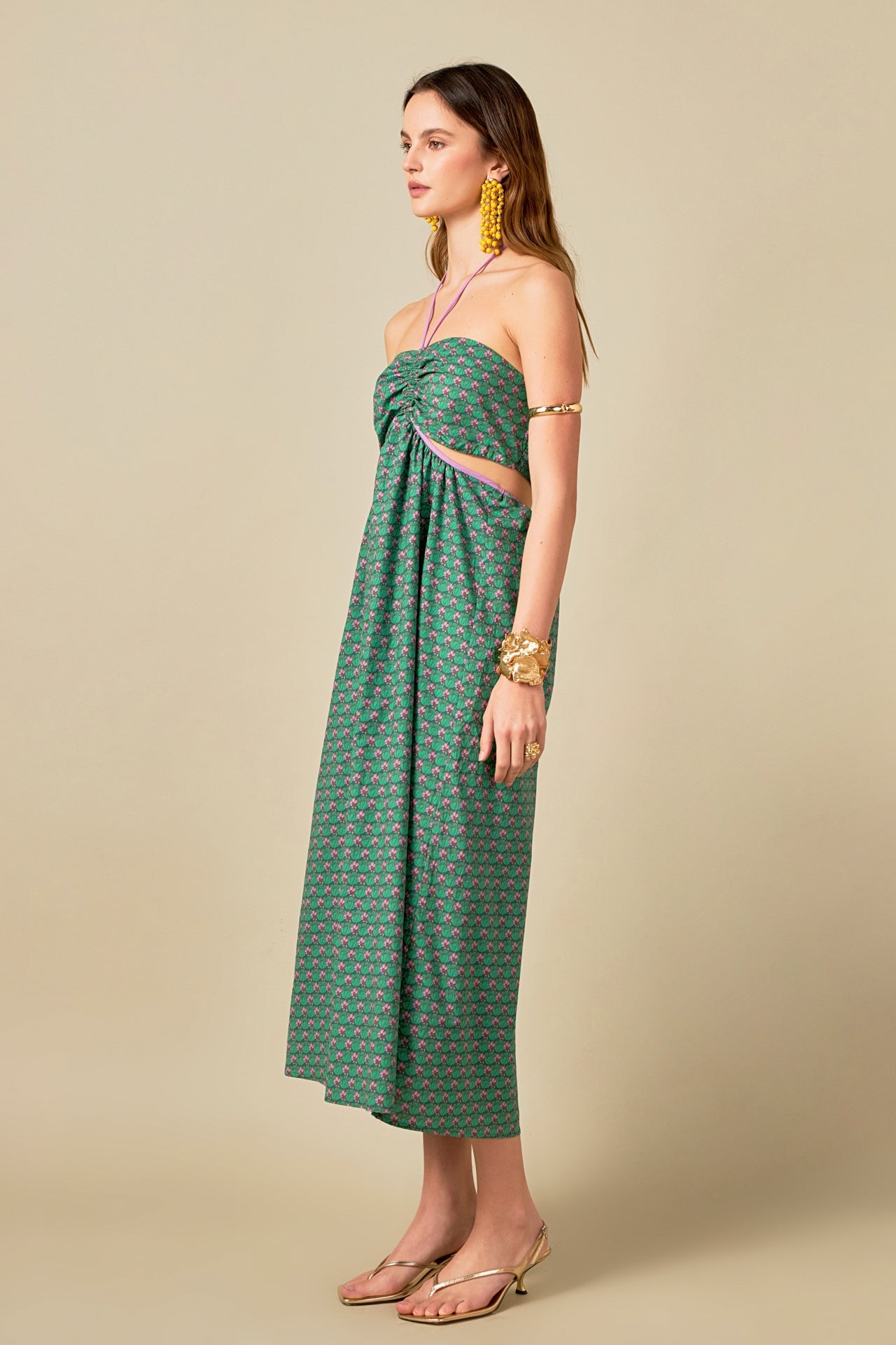 ENGLISH FACTORY - Contrast Straps Floral Cut Out Maxi Dress - DRESSES available at Objectrare