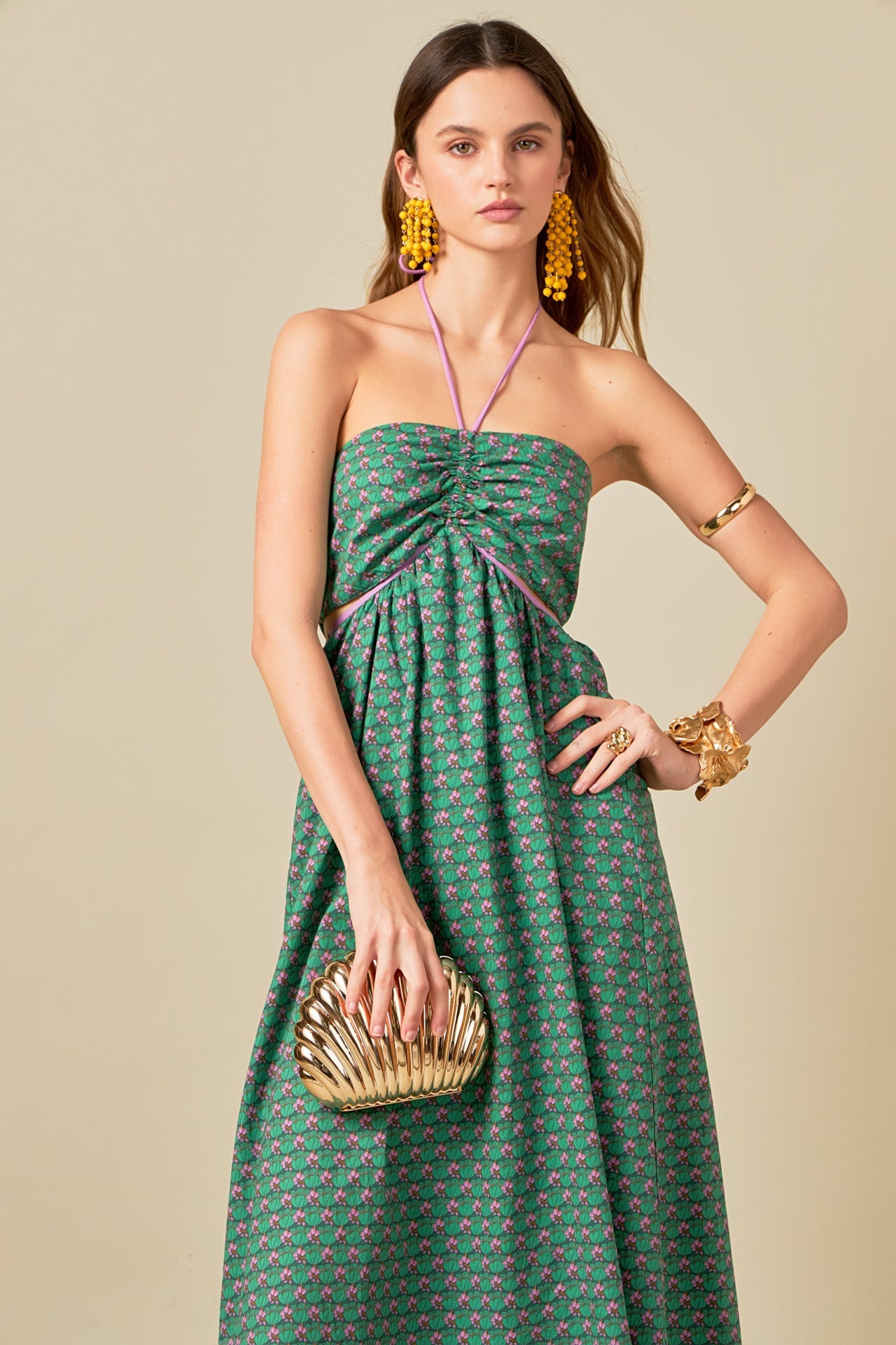ENGLISH FACTORY - Contrast Straps Floral Cut Out Maxi Dress - DRESSES available at Objectrare