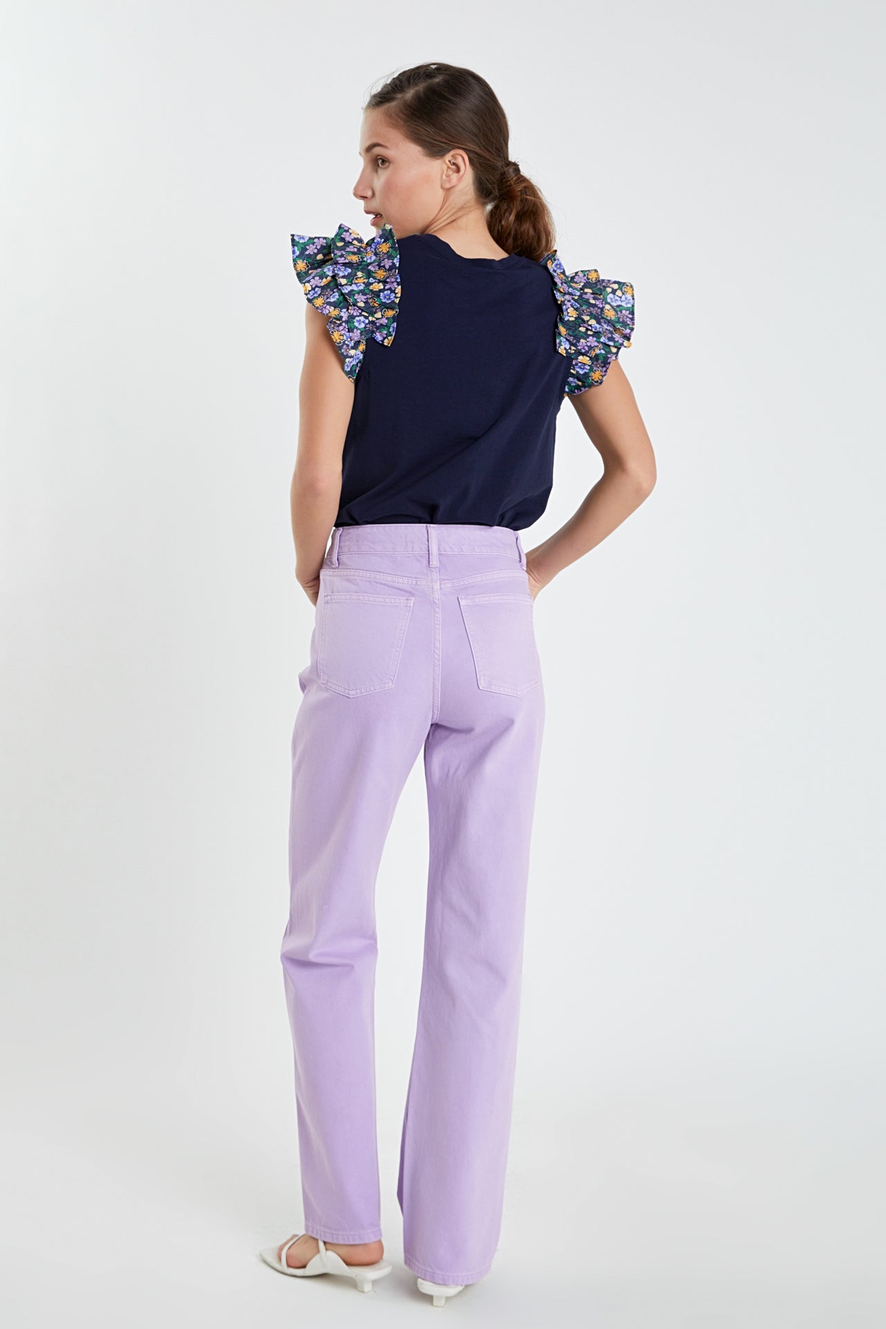 ENGLISH FACTORY - Floral Ruffle Detail T-shirt - TOPS available at Objectrare