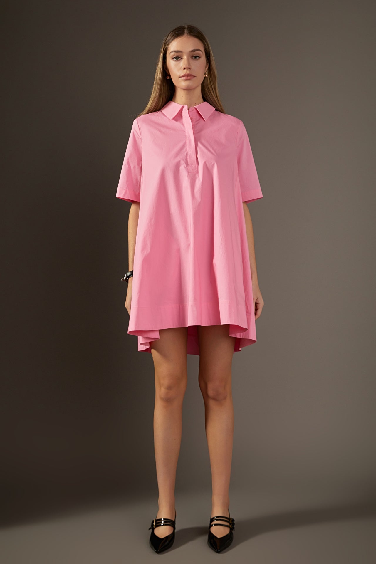 A-line Short Sleeve Shirt Dress