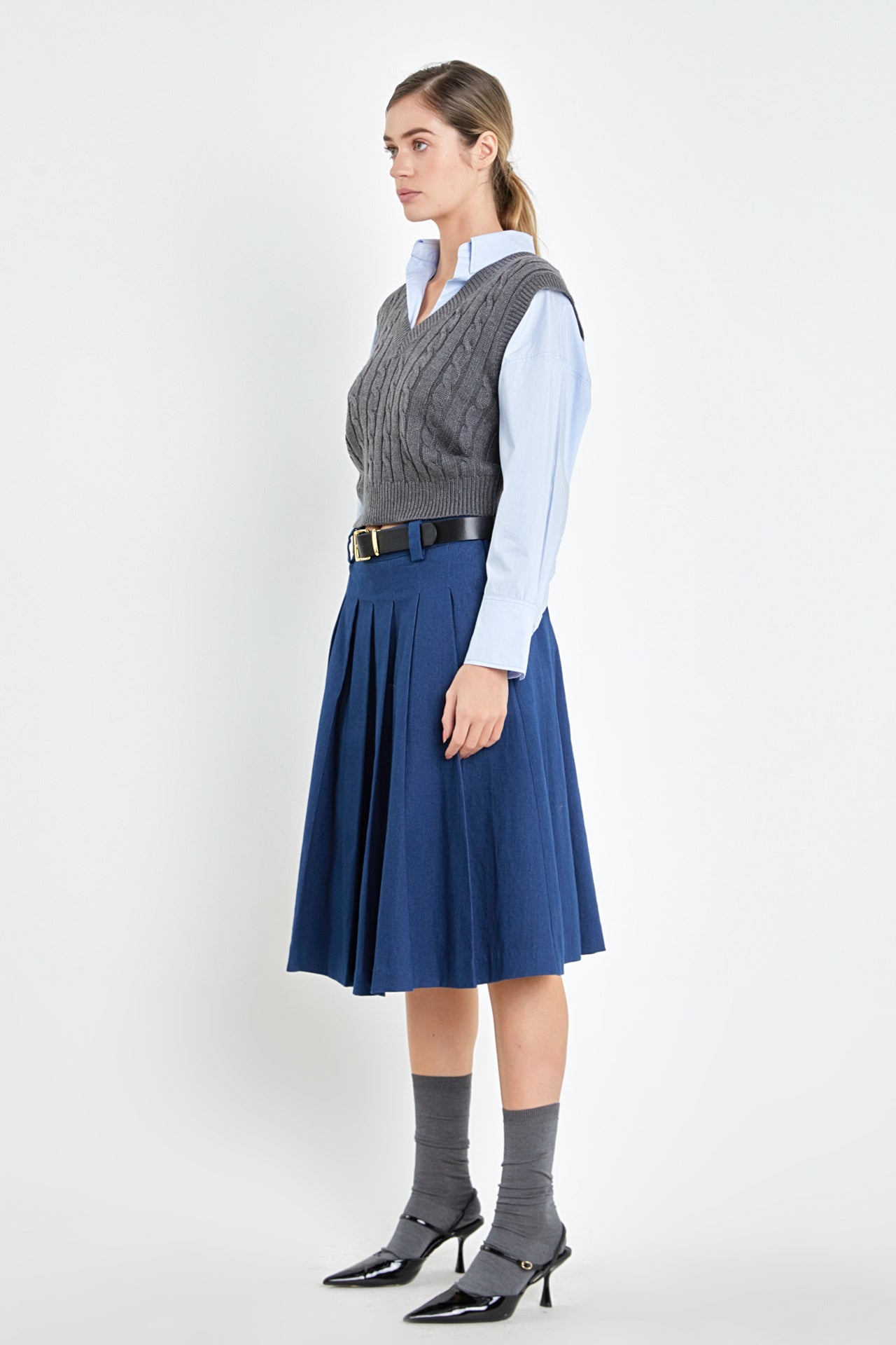 ENGLISH FACTORY - Low Waist Pleated Midi Skirt - SKIRTS available at Objectrare