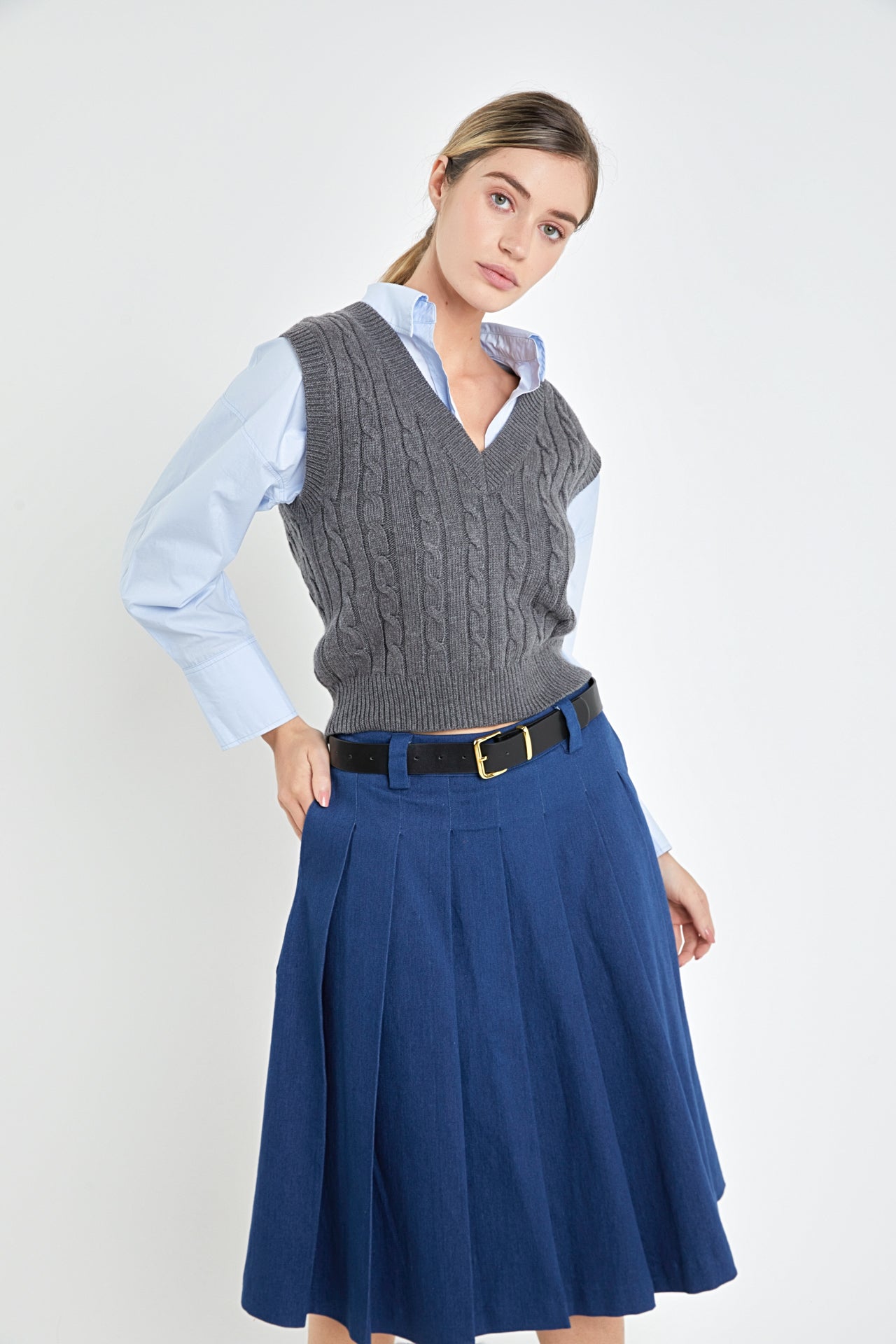 ENGLISH FACTORY - Low Waist Pleated Midi Skirt - SKIRTS available at Objectrare
