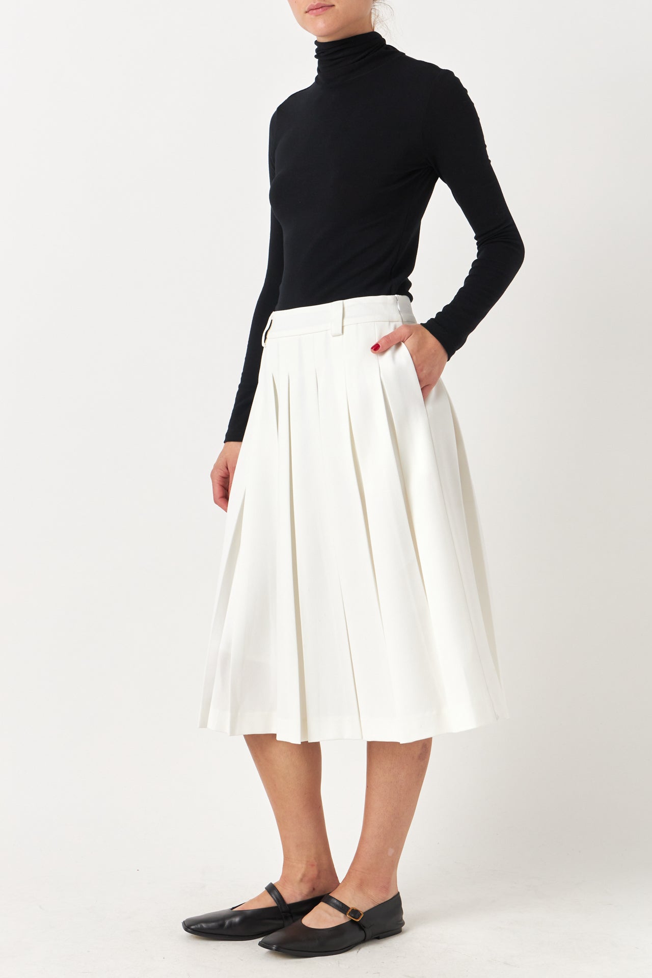 ENGLISH FACTORY - Low Waist Pleated Midi Skirt - SKIRTS available at Objectrare