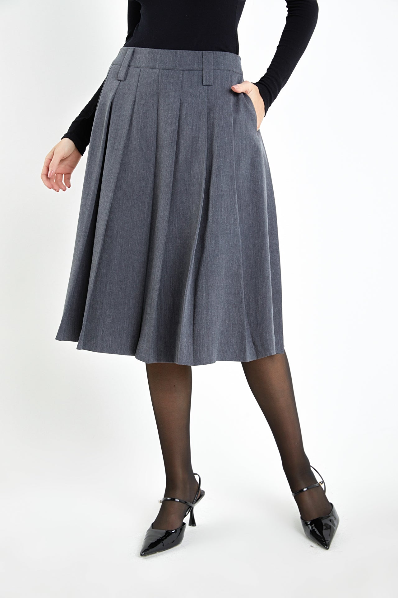ENGLISH FACTORY - Low Waist Pleated Midi Skirt - SKIRTS available at Objectrare