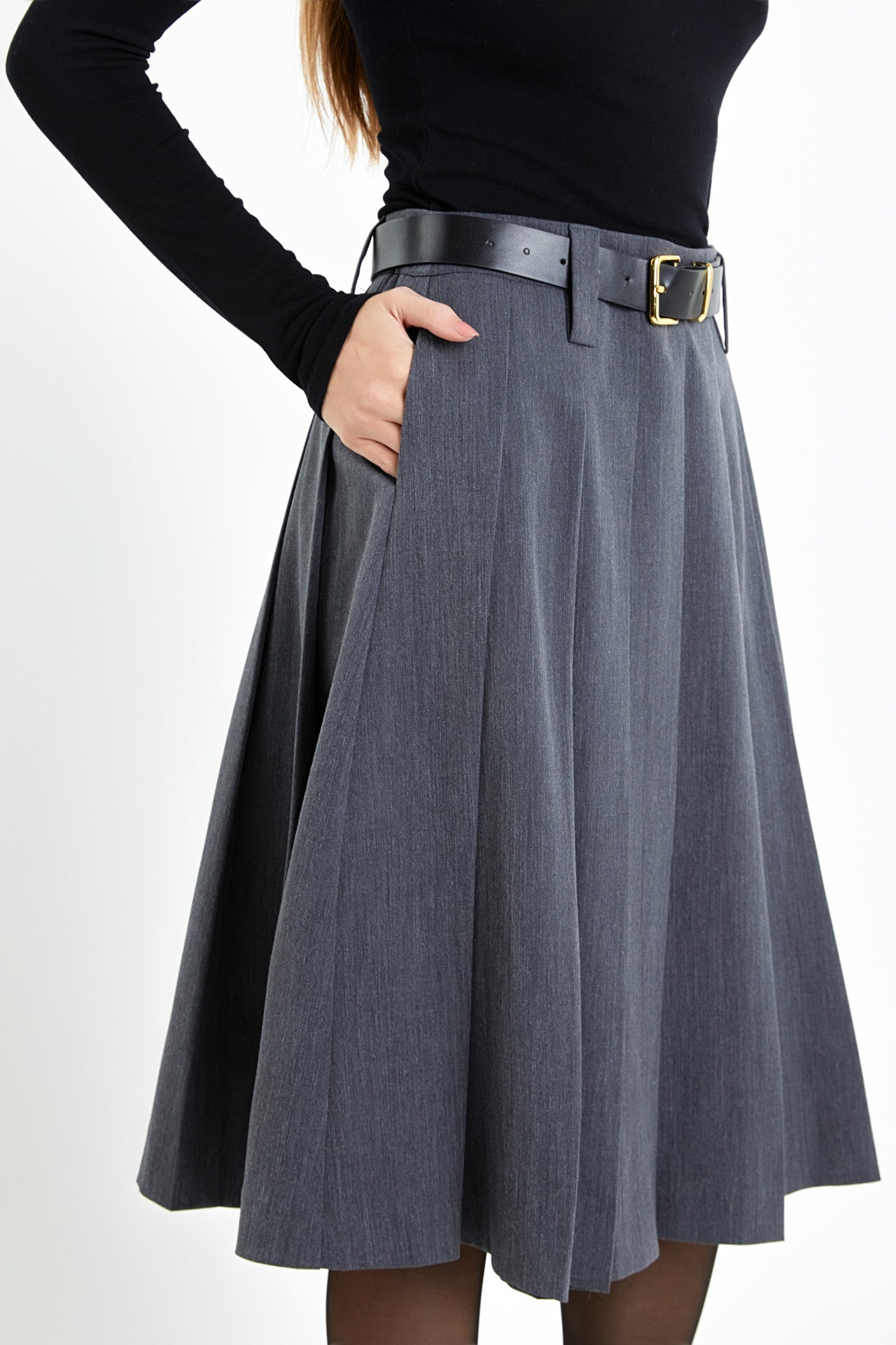 ENGLISH FACTORY - Low Waist Pleated Midi Skirt - SKIRTS available at Objectrare