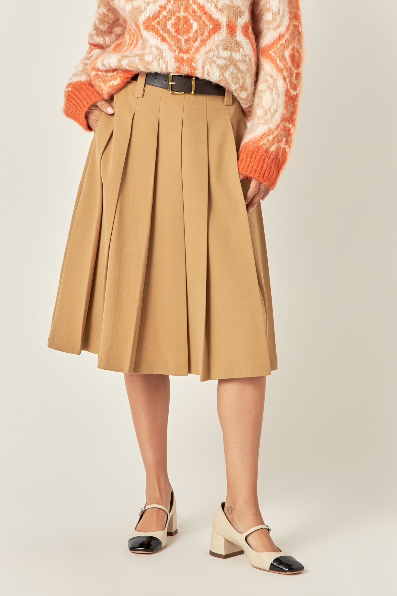 ENGLISH FACTORY - Low Waist Pleated Midi Skirt - SKIRTS available at Objectrare