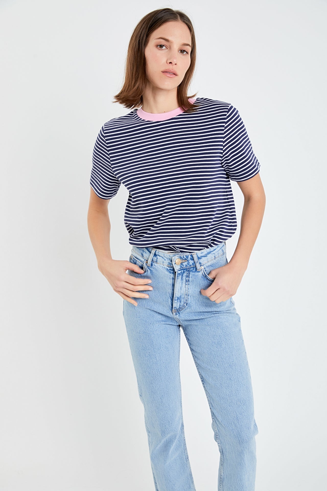 Contrast Rib Stripe T-shirt