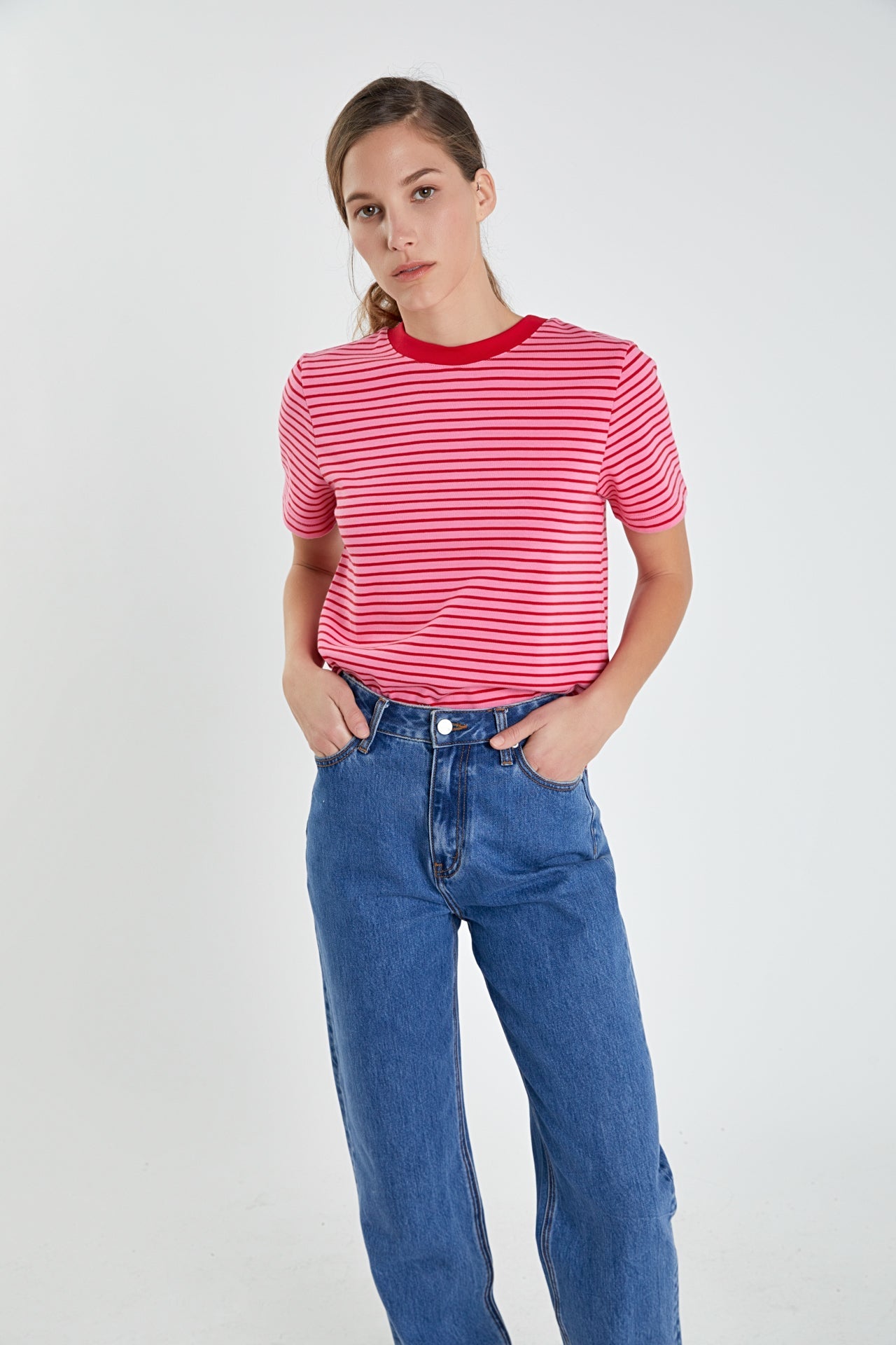 Contrast Rib Stripe T-shirt