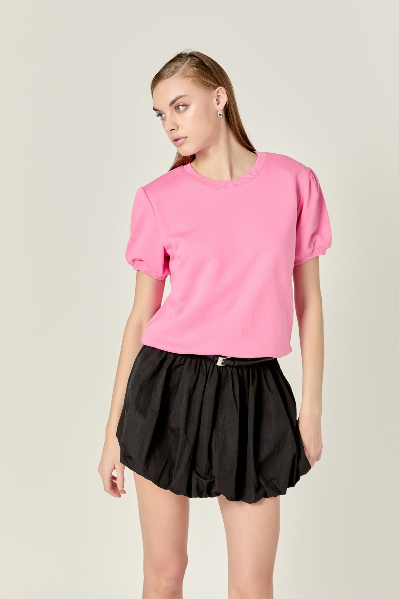 ENGLISH FACTORY - French Terry Puff Sleeve Sweatshirt - TOPS available at Objectrare