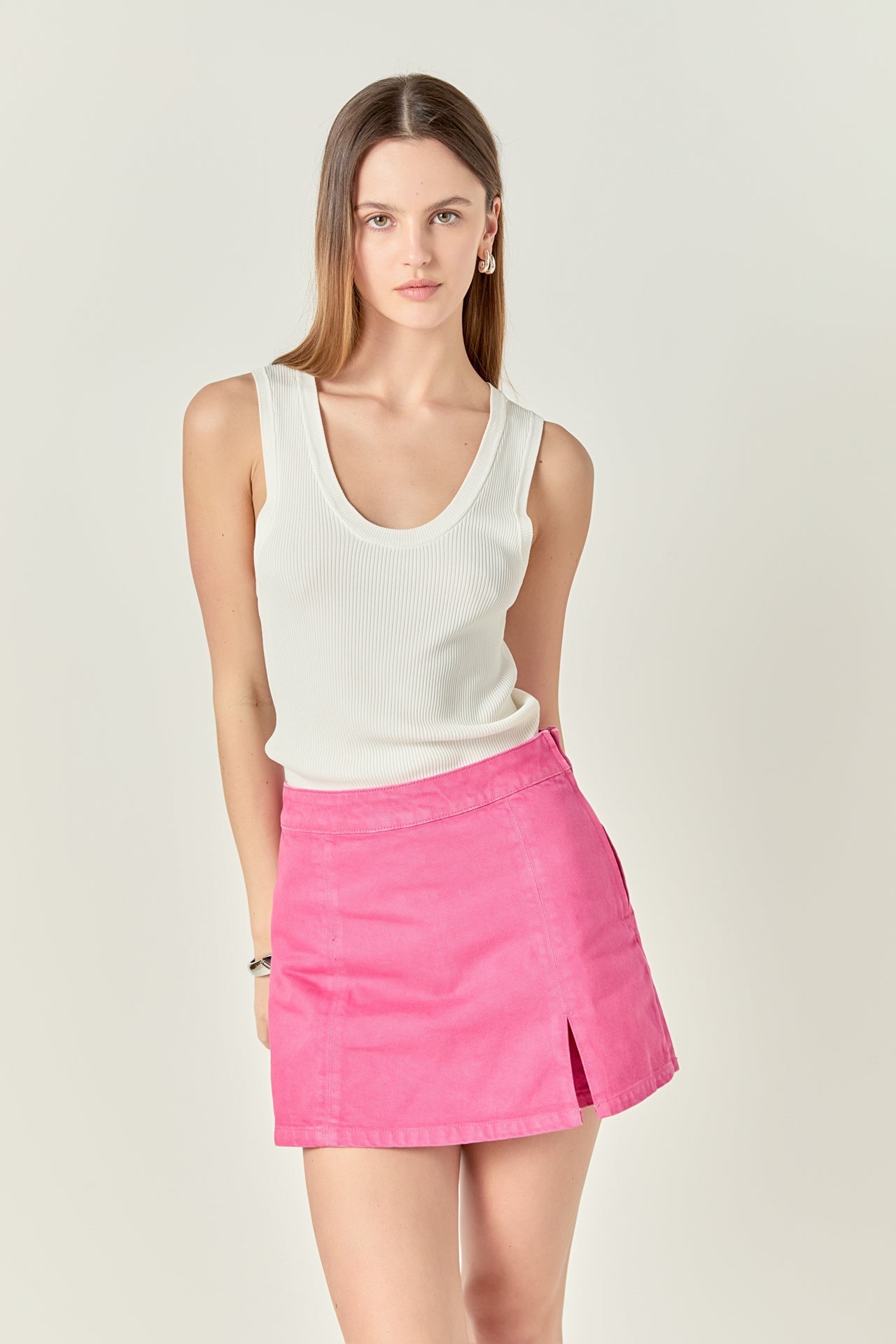 ENGLISH FACTORY - High-waisted Denim Mini Skort - Sale - SKORTS available at Objectrare