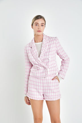 ENGLISH FACTORY - Textured Double Breasted Blazer - BLAZERS available at Objectrare