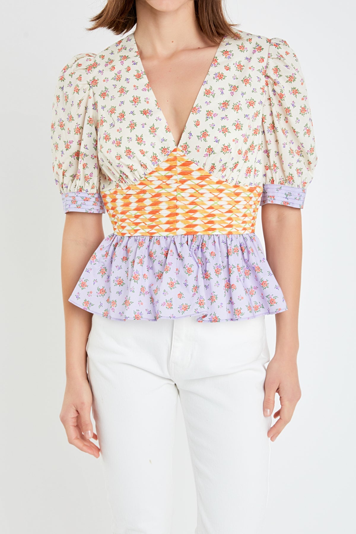 ENGLISH FACTORY - Mixed Floral Print Top - TOPS available at Objectrare