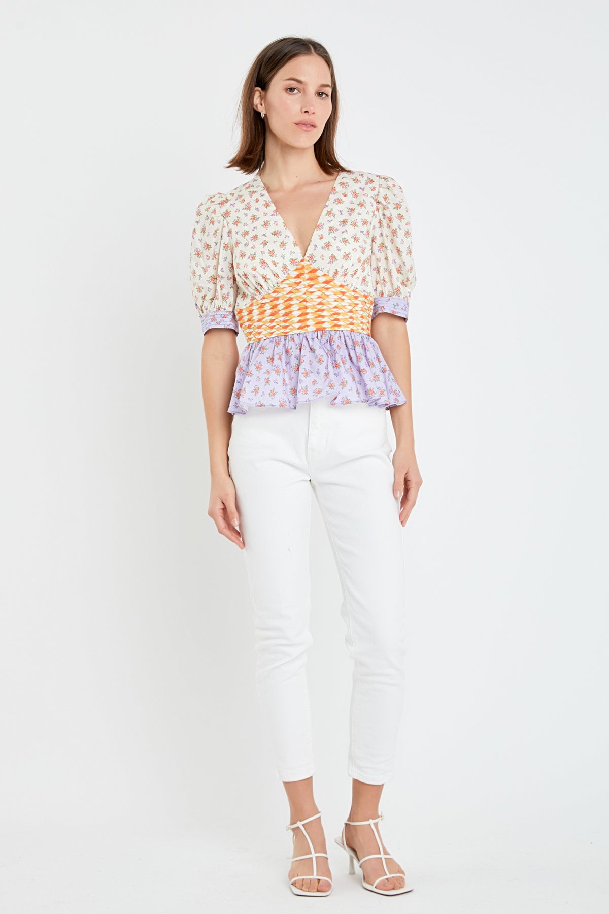 ENGLISH FACTORY - Mixed Floral Print Top - TOPS available at Objectrare