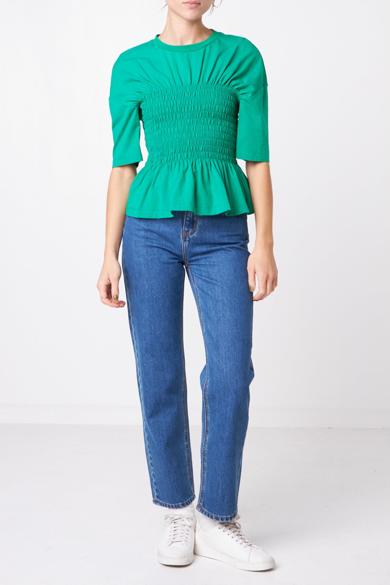 GREY LAB - Smocked Bodice T-shirt - TOPS available at Objectrare