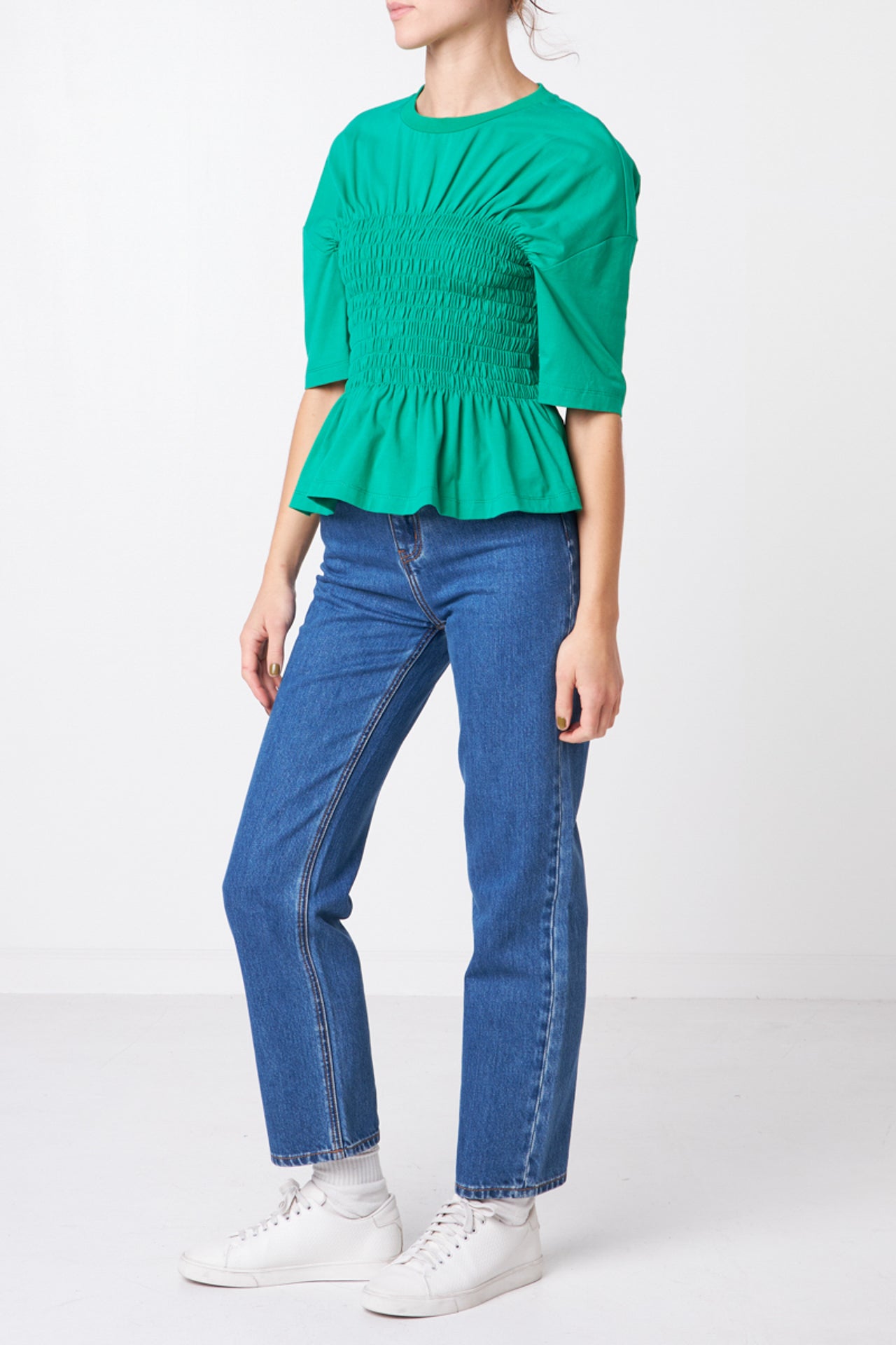 GREY LAB - Smocked Bodice T-shirt - TOPS available at Objectrare