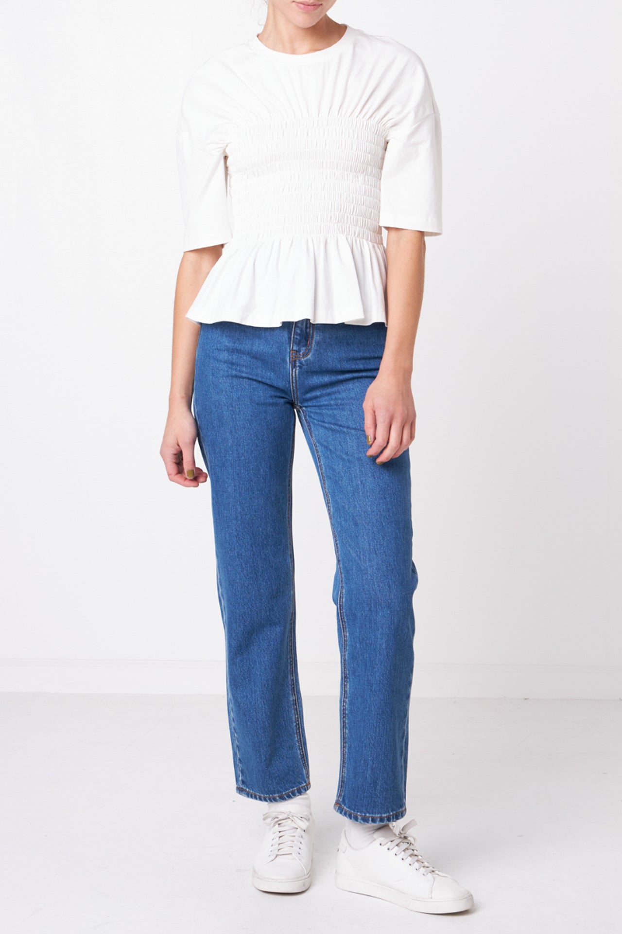 GREY LAB - Smocked Bodice T-shirt - TOPS available at Objectrare