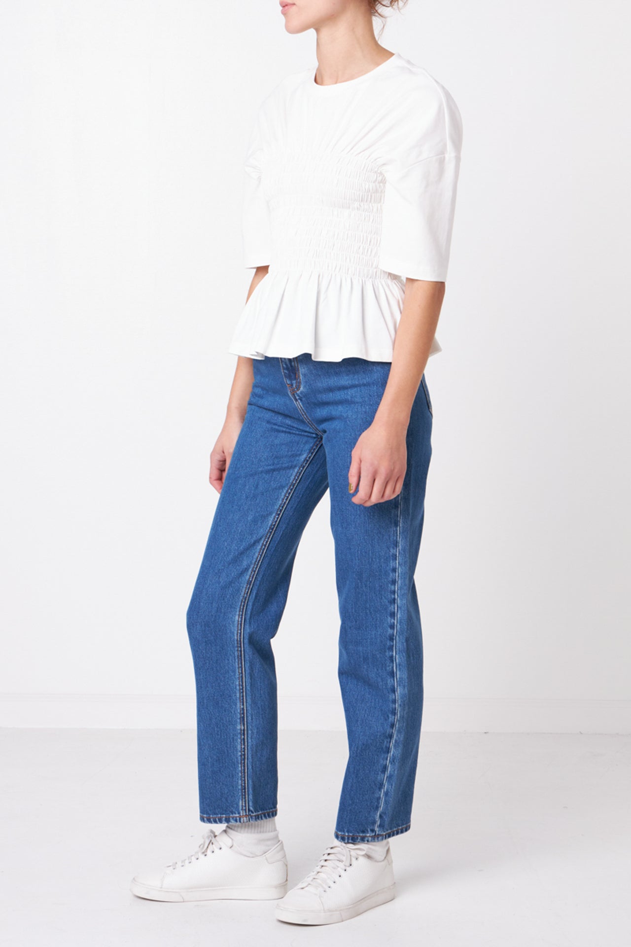 GREY LAB - Smocked Bodice T-shirt - TOPS available at Objectrare