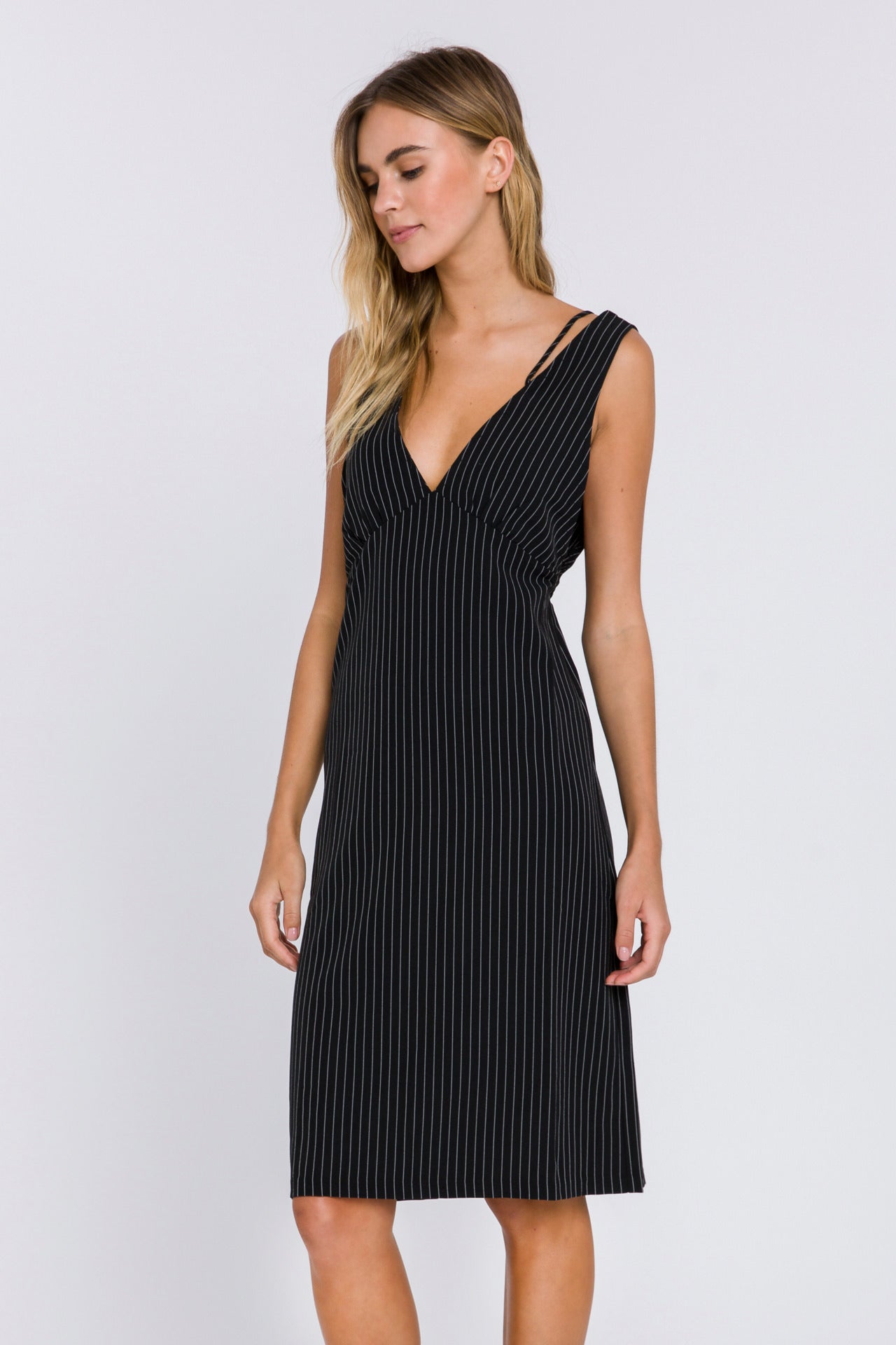 GREY LAB - Pinstripe Dress with Straps Detail - DRESSES available at Objectrare