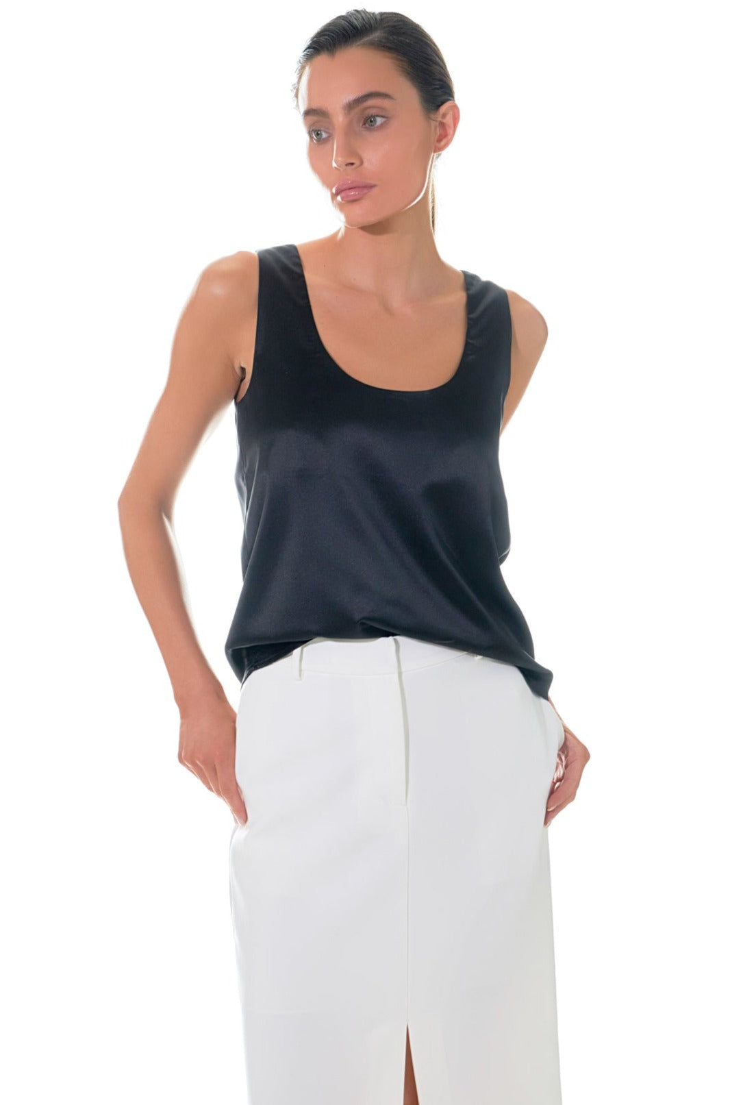 GREY LAB - Mid-Waisted Front Slit Maxi Skirt - SKIRTS available at Objectrare