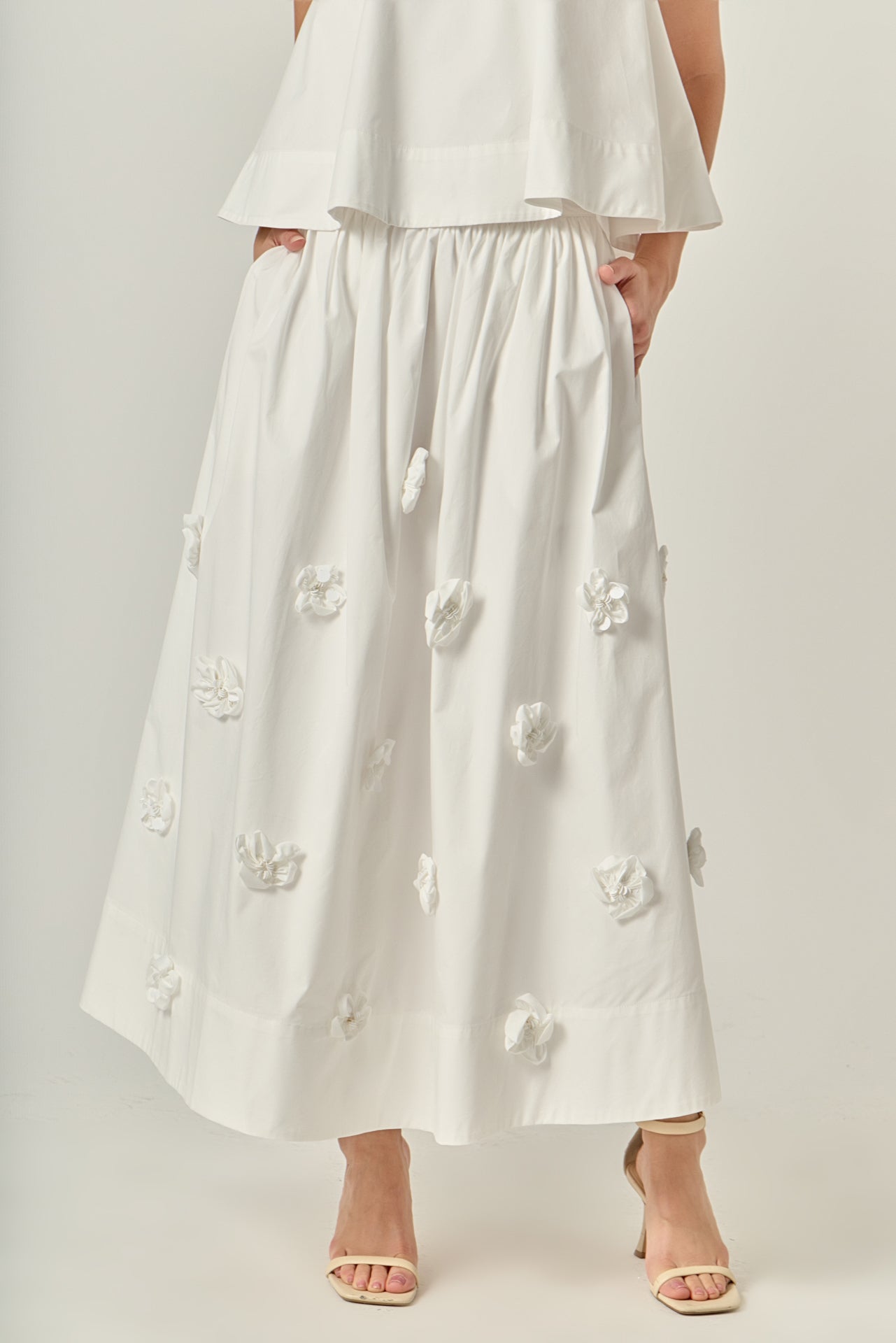 3D Flower Midi Skirt