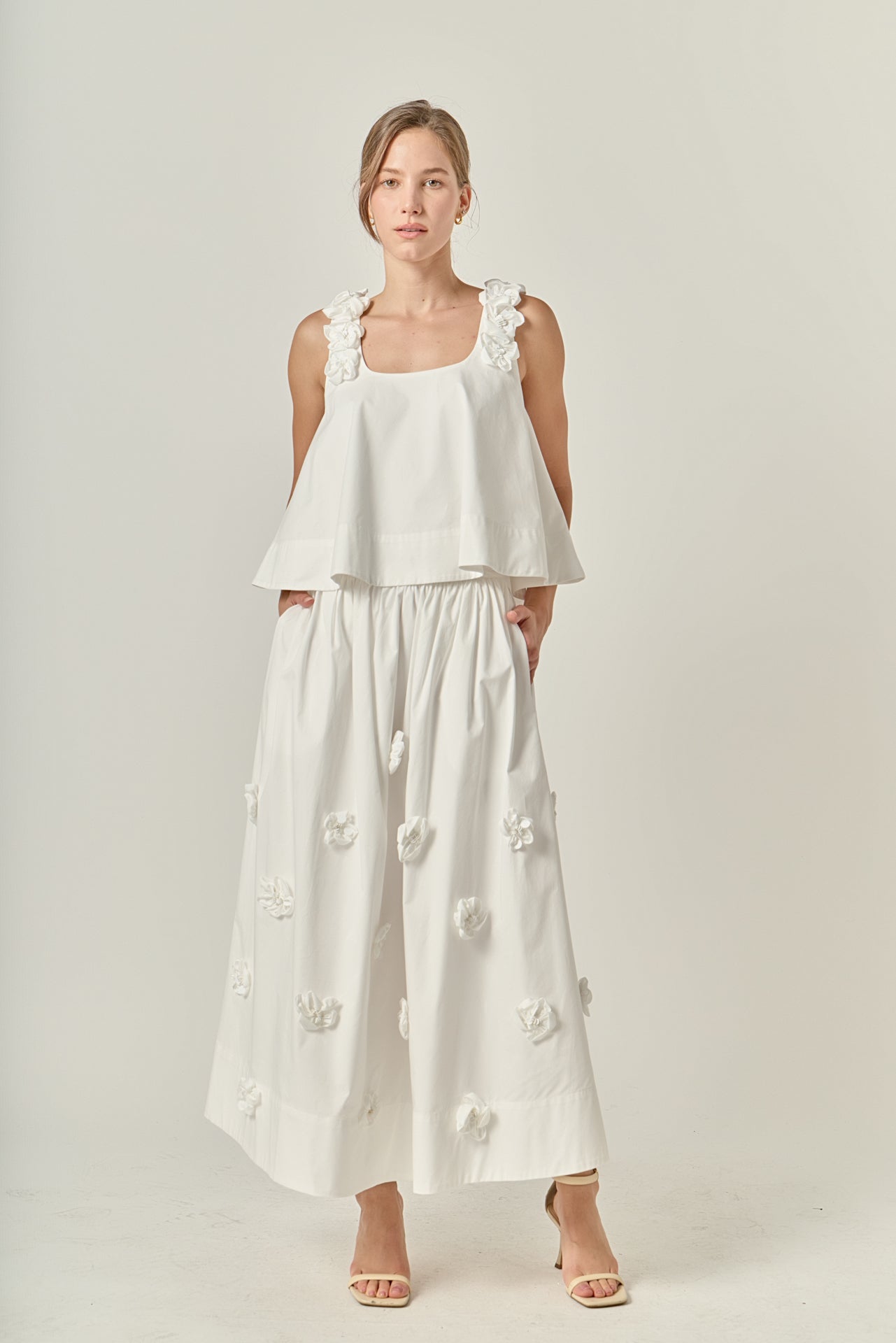 3D Flower Midi Skirt