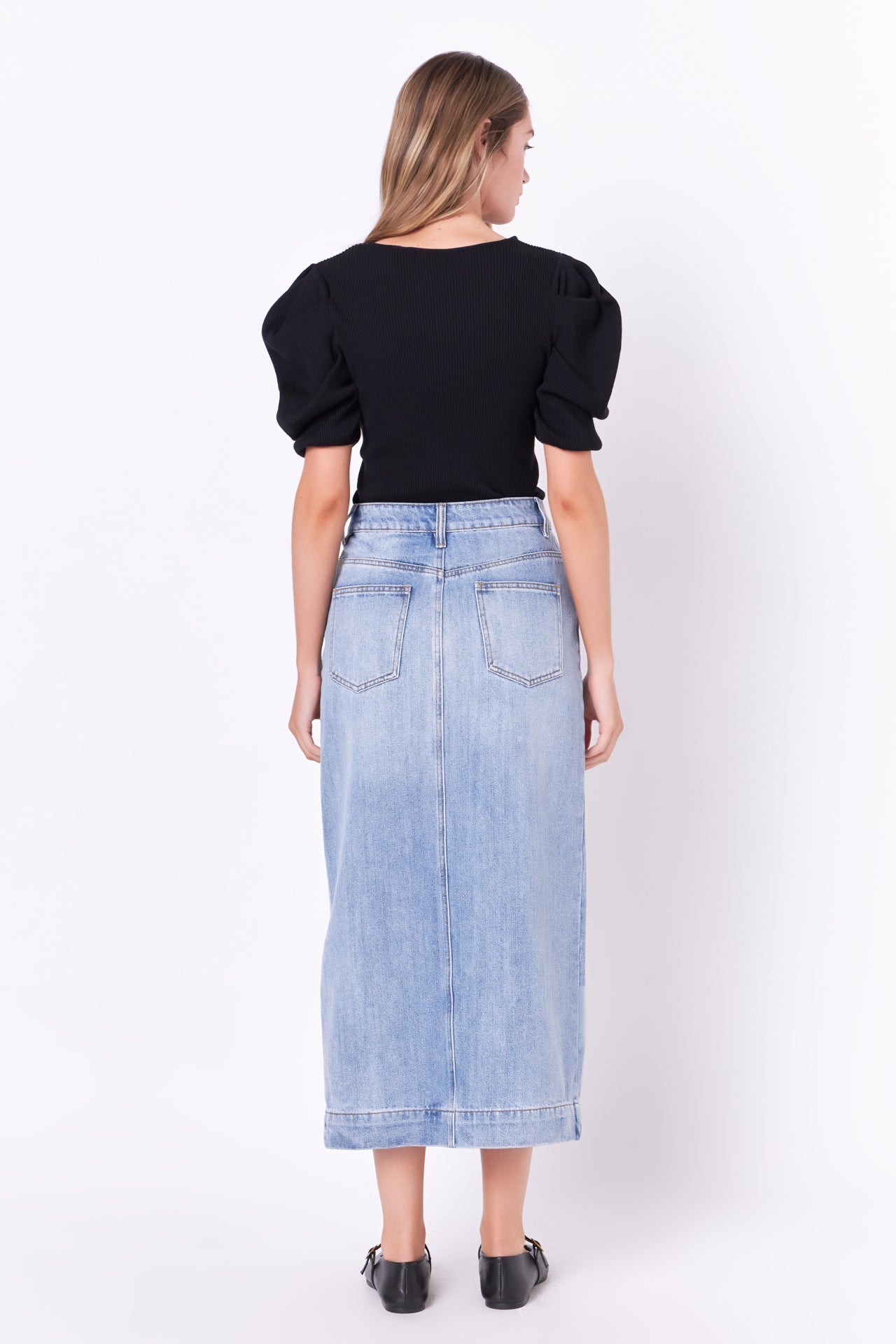 ENGLISH FACTORY - High Waist Long Denim Skirt - SKIRTS available at Objectrare