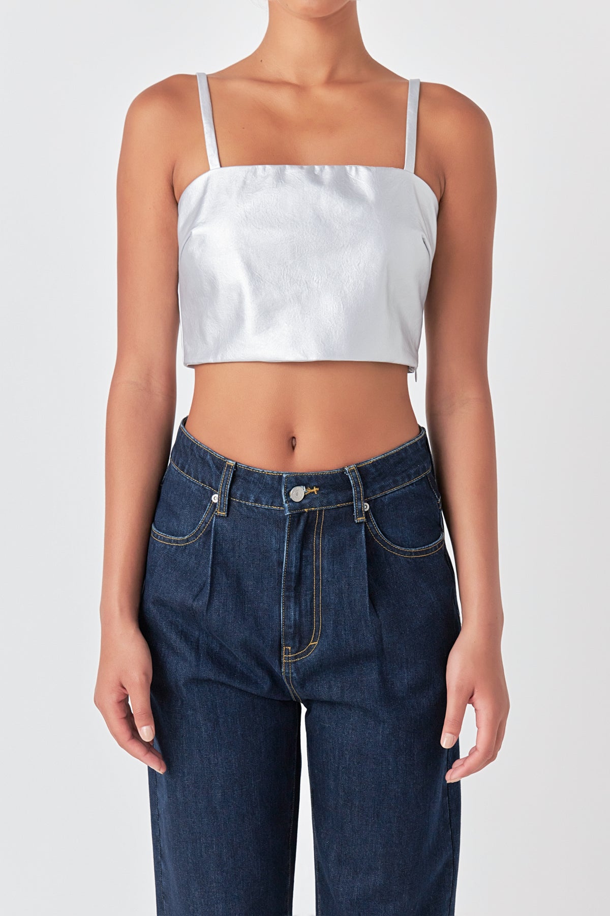 GREY LAB - Faux Leather Crop Top - TOPS available at Objectrare