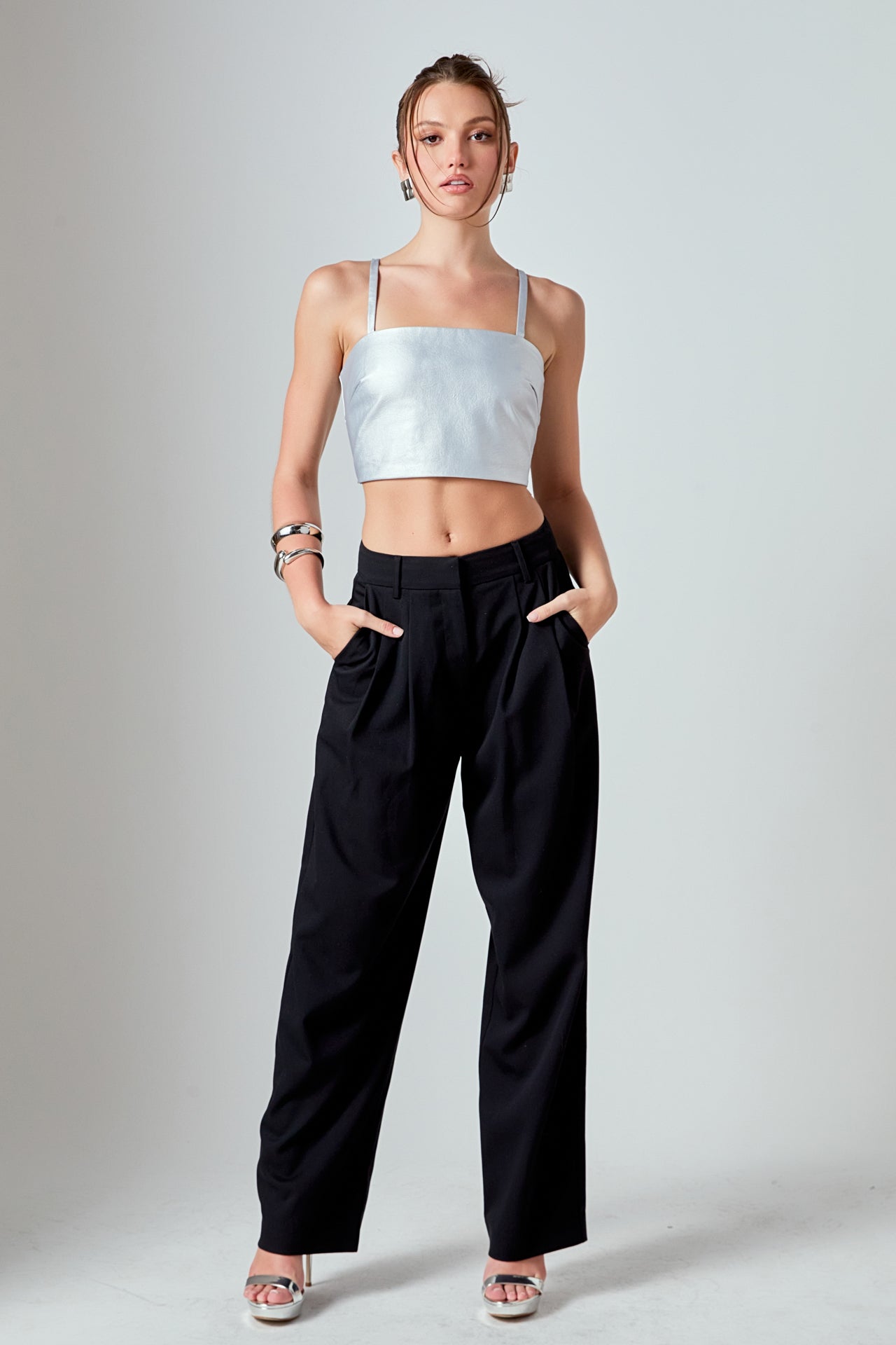 GREY LAB - Faux Leather Crop Top - TOPS available at Objectrare