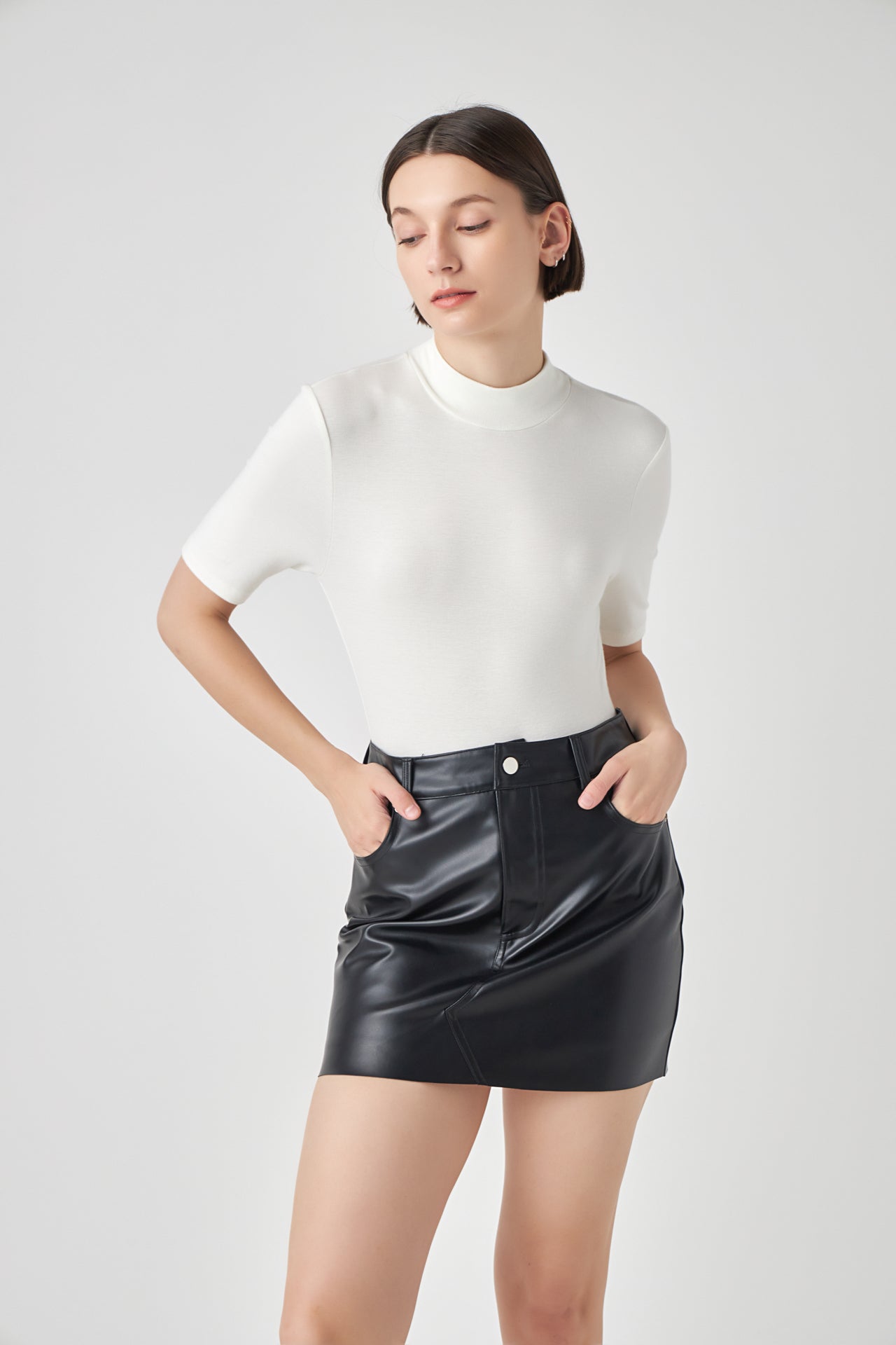 GREY LAB - Soft Mock Neck Bodysuit - TOPS available at Objectrare