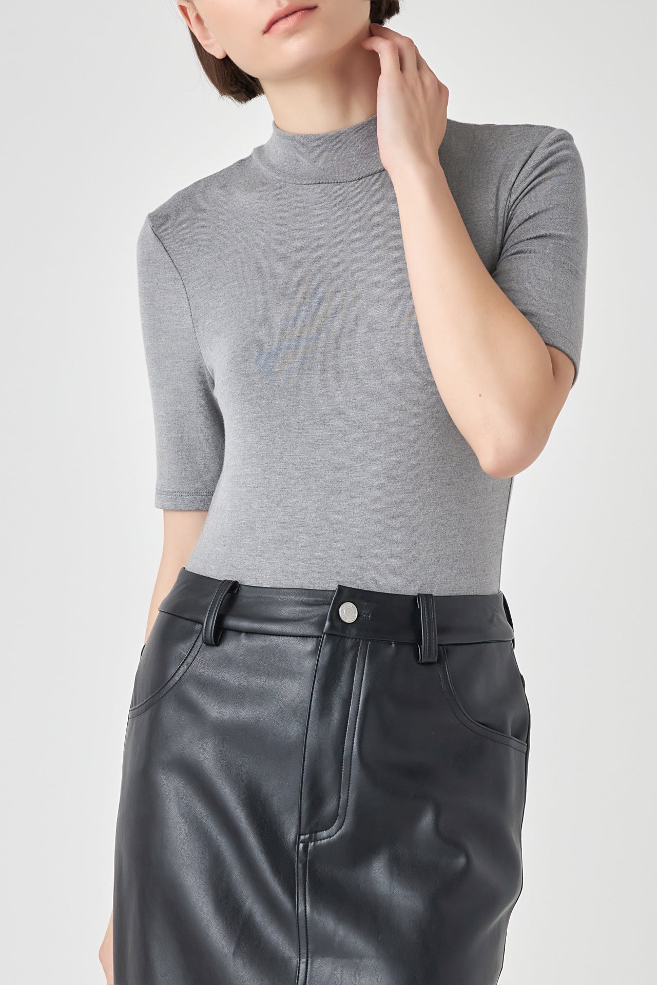 GREY LAB - Soft Mock Neck Bodysuit - TOPS available at Objectrare