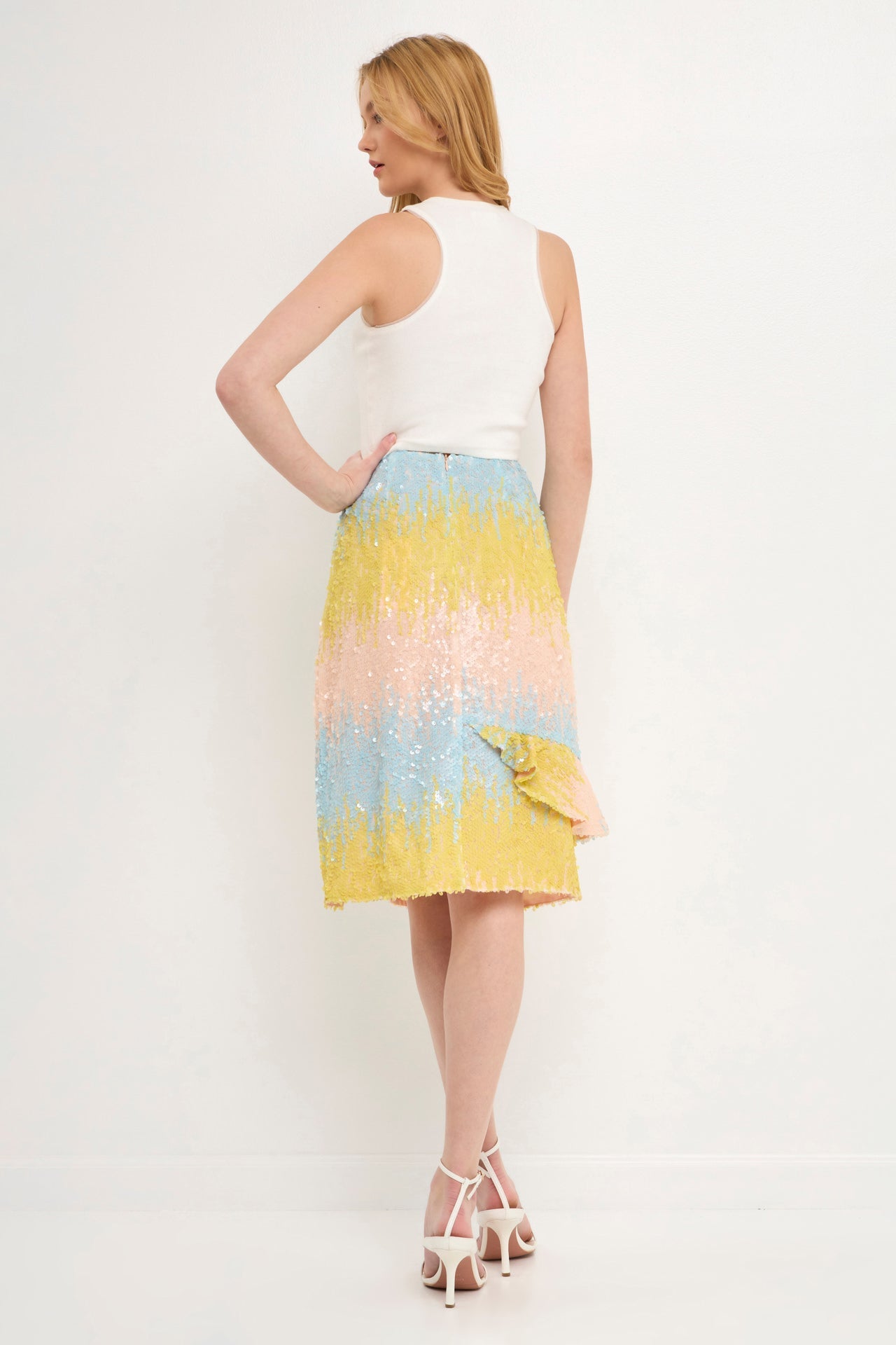 ENDLESS ROSE - Color Block Sequin Skirt - SKIRTS available at Objectrare