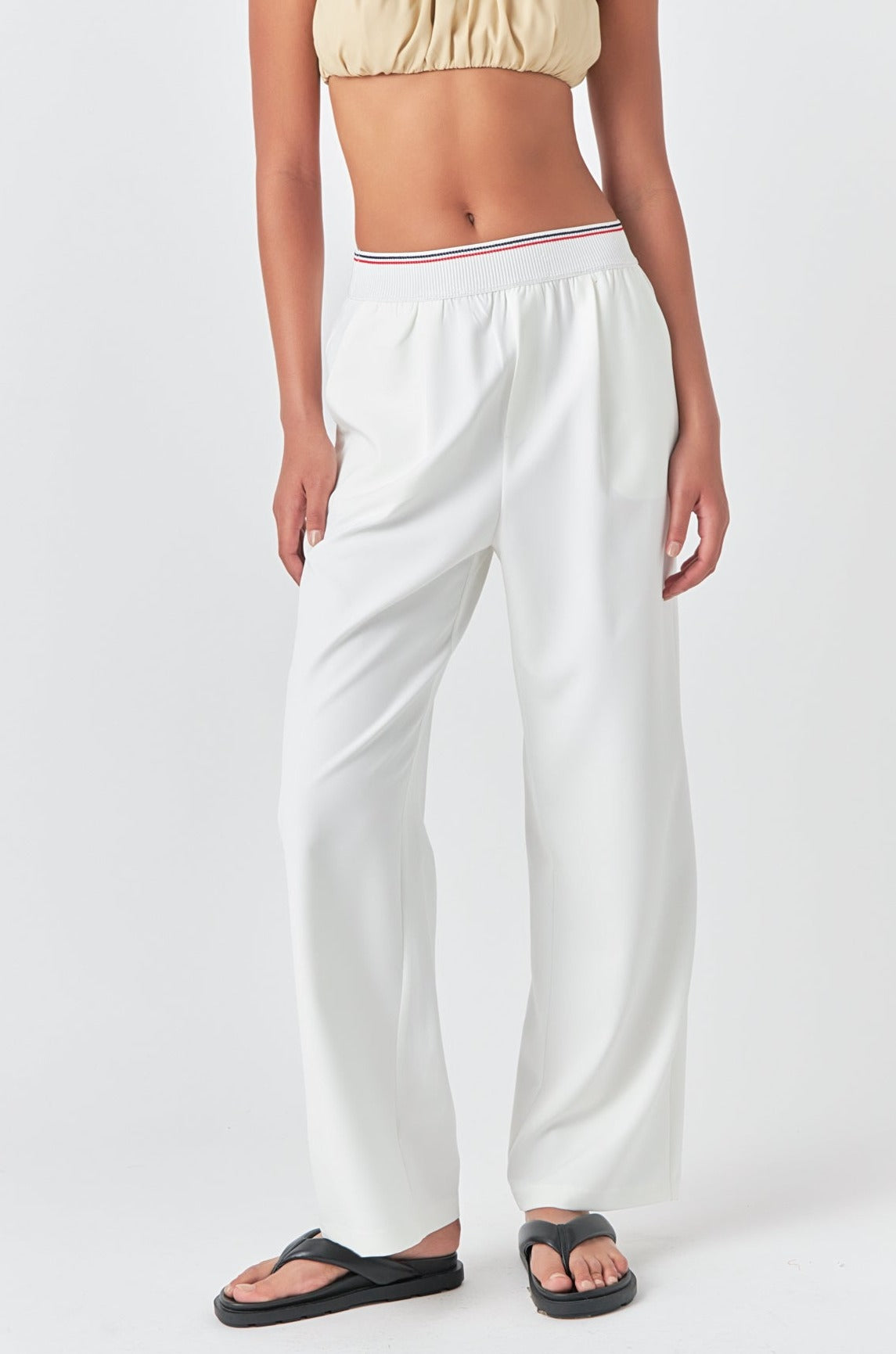 GREY LAB - Elastic Trim Wide Pants - PANTS available at Objectrare