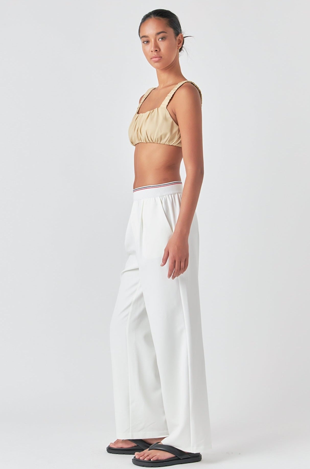GREY LAB - Elastic Trim Wide Pants - PANTS available at Objectrare