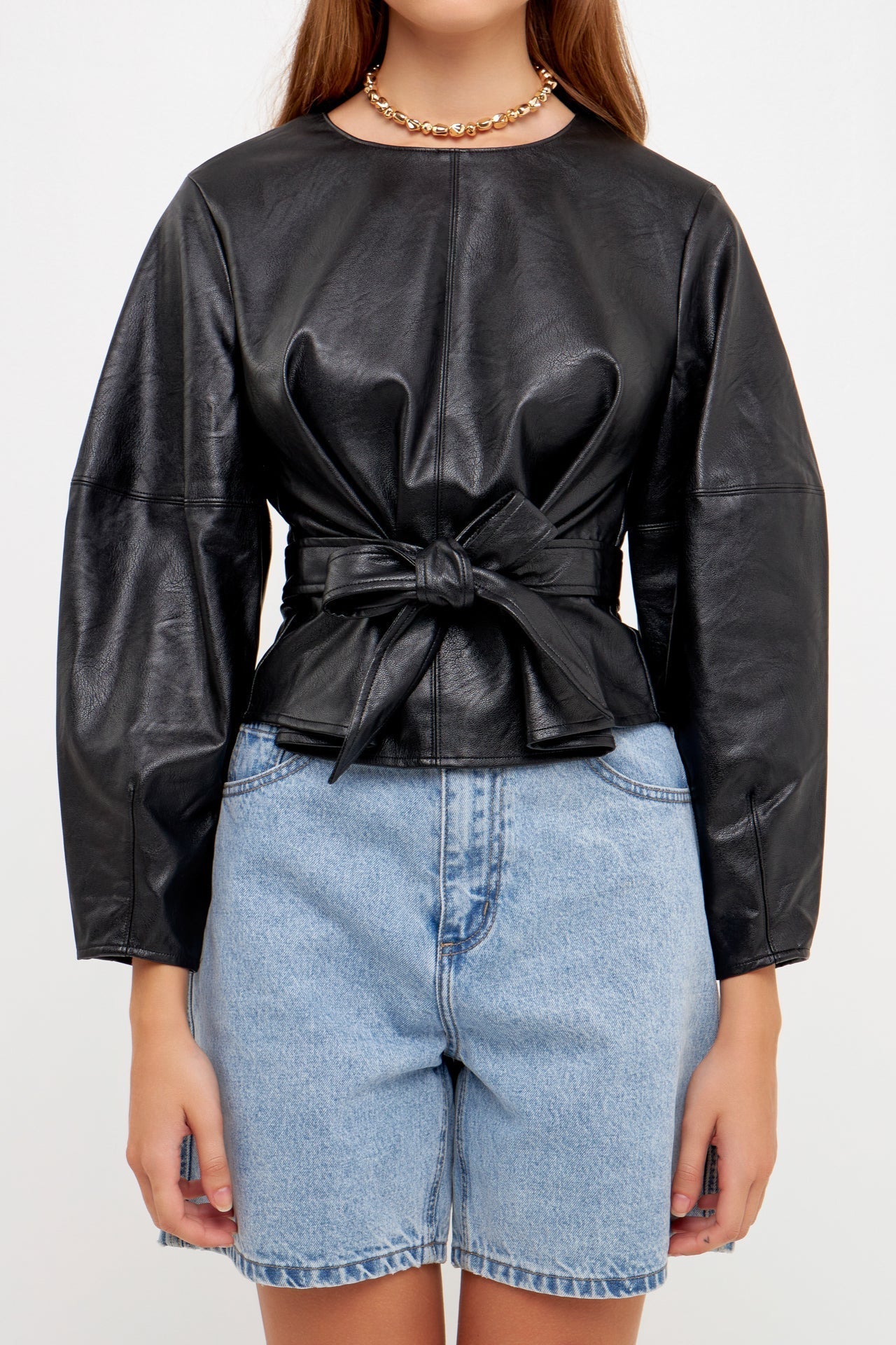 GREY LAB - Pu Top with Tie - TOPS available at Objectrare