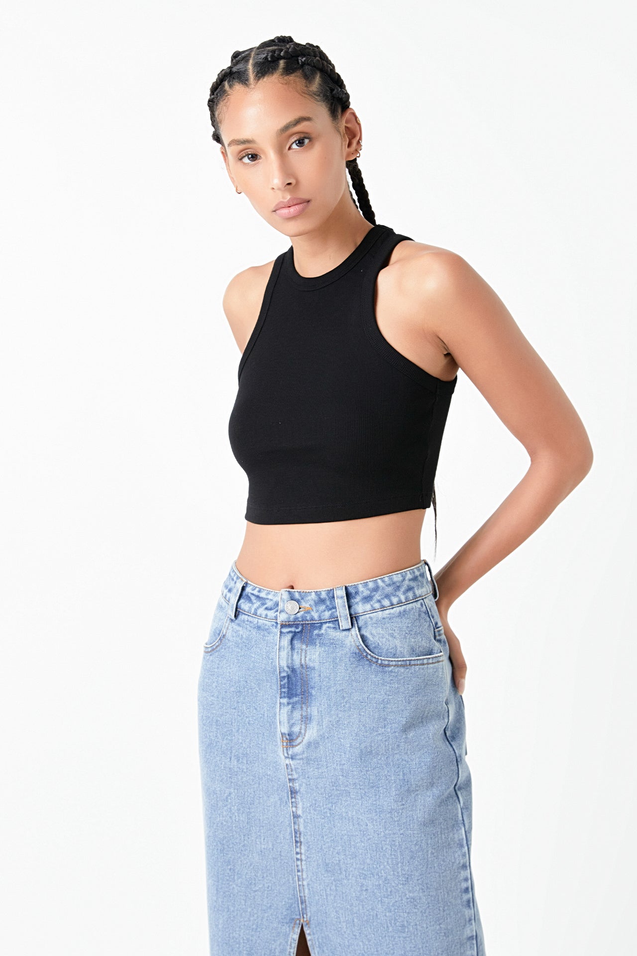 GREY LAB - Cropped Racerback Tank - CAMI TOPS & TANK available at Objectrare
