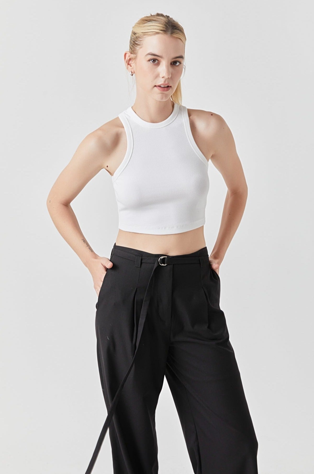 GREY LAB - Cropped Racerback Tank - CAMI TOPS & TANK available at Objectrare