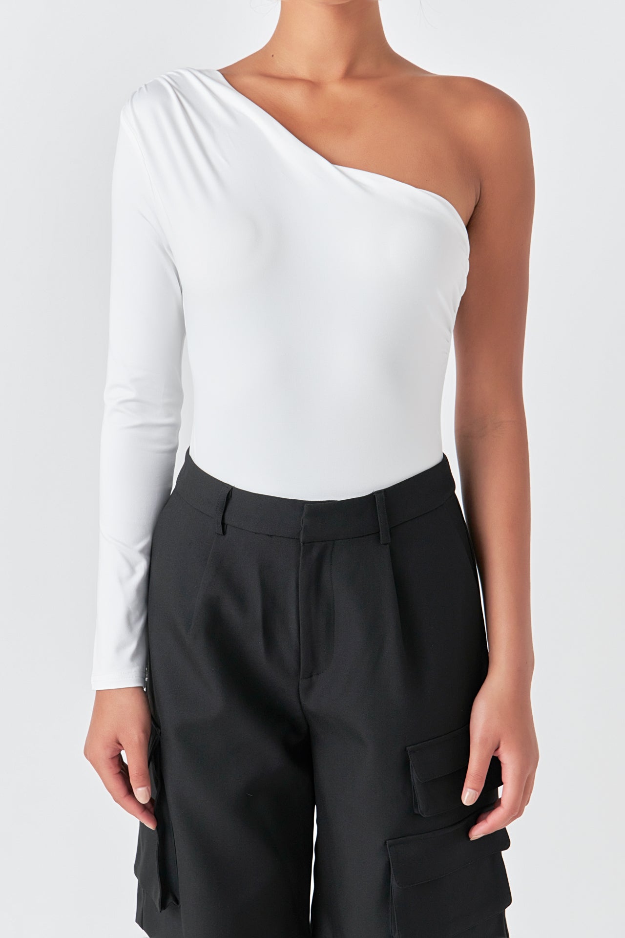 GREY LAB - Asymmetric Bodysuit - BODYSUIT available at Objectrare