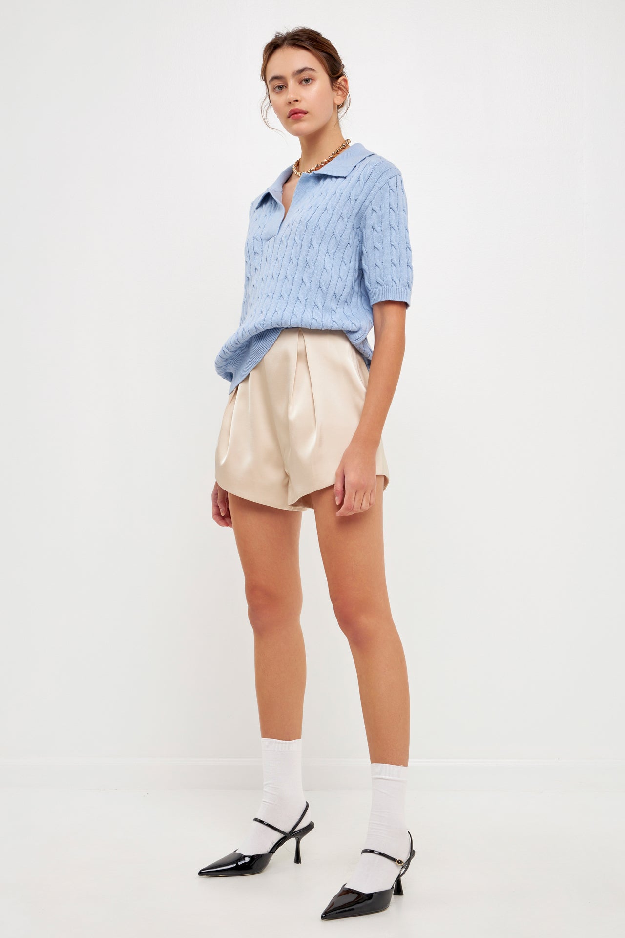 GREY LAB - Cable Knit Polo Top - TOPS available at Objectrare