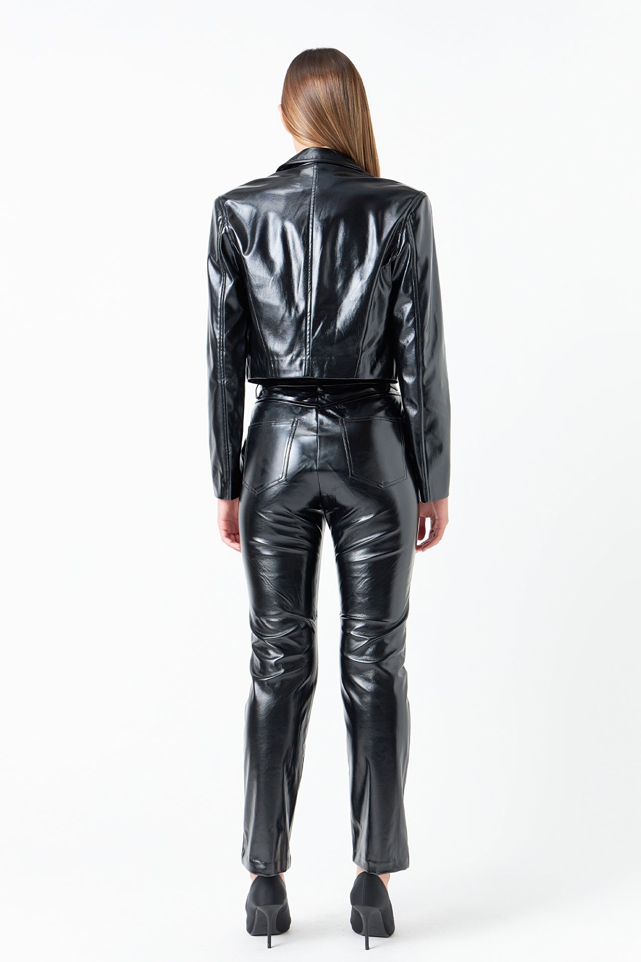 GREY LAB - Cropped Faux Leather Jacket - JACKETS available at Objectrare