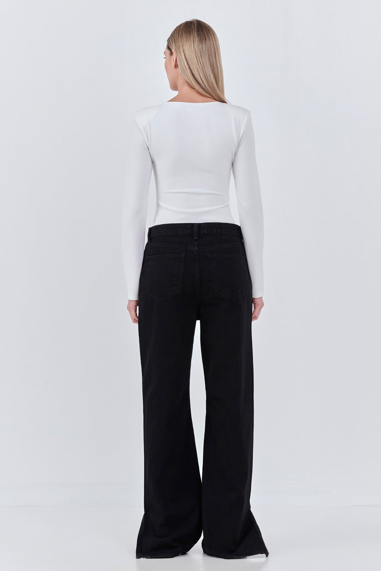 GREY LAB - Square Neck Shoulder Pad Bodysuit - BODYSUIT available at Objectrare