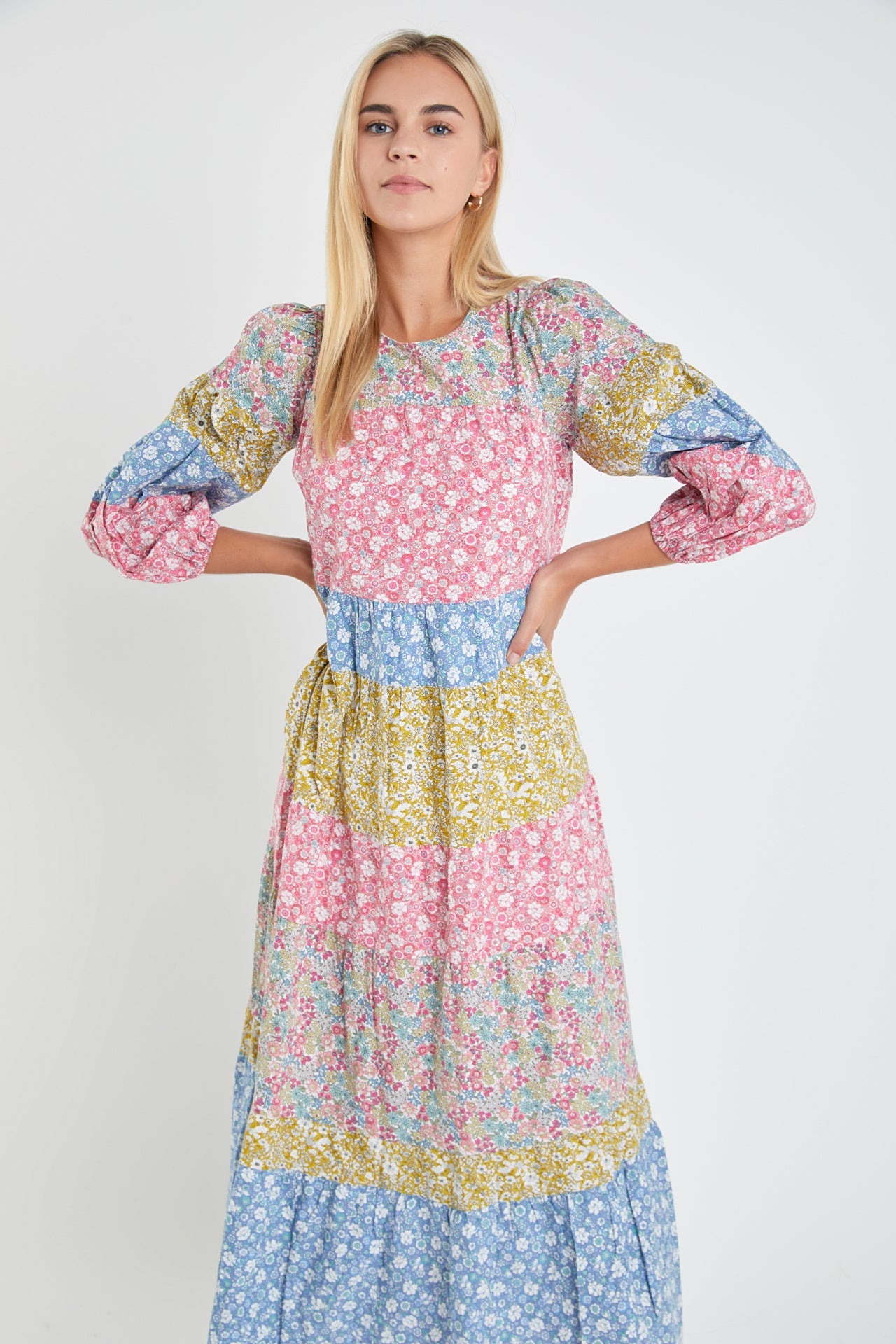 ENGLISH FACTORY - Color Block Tiered Maxi Dress - DRESSES available at Objectrare
