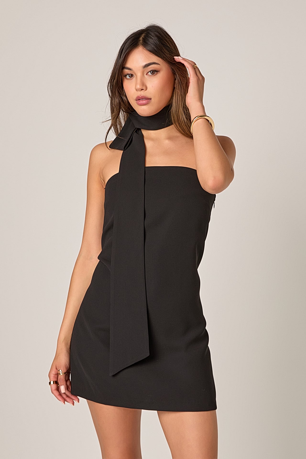 ENDLESS ROSE - Kaitlyn Choker Tie Mini Dress - DRESSES available at Objectrare