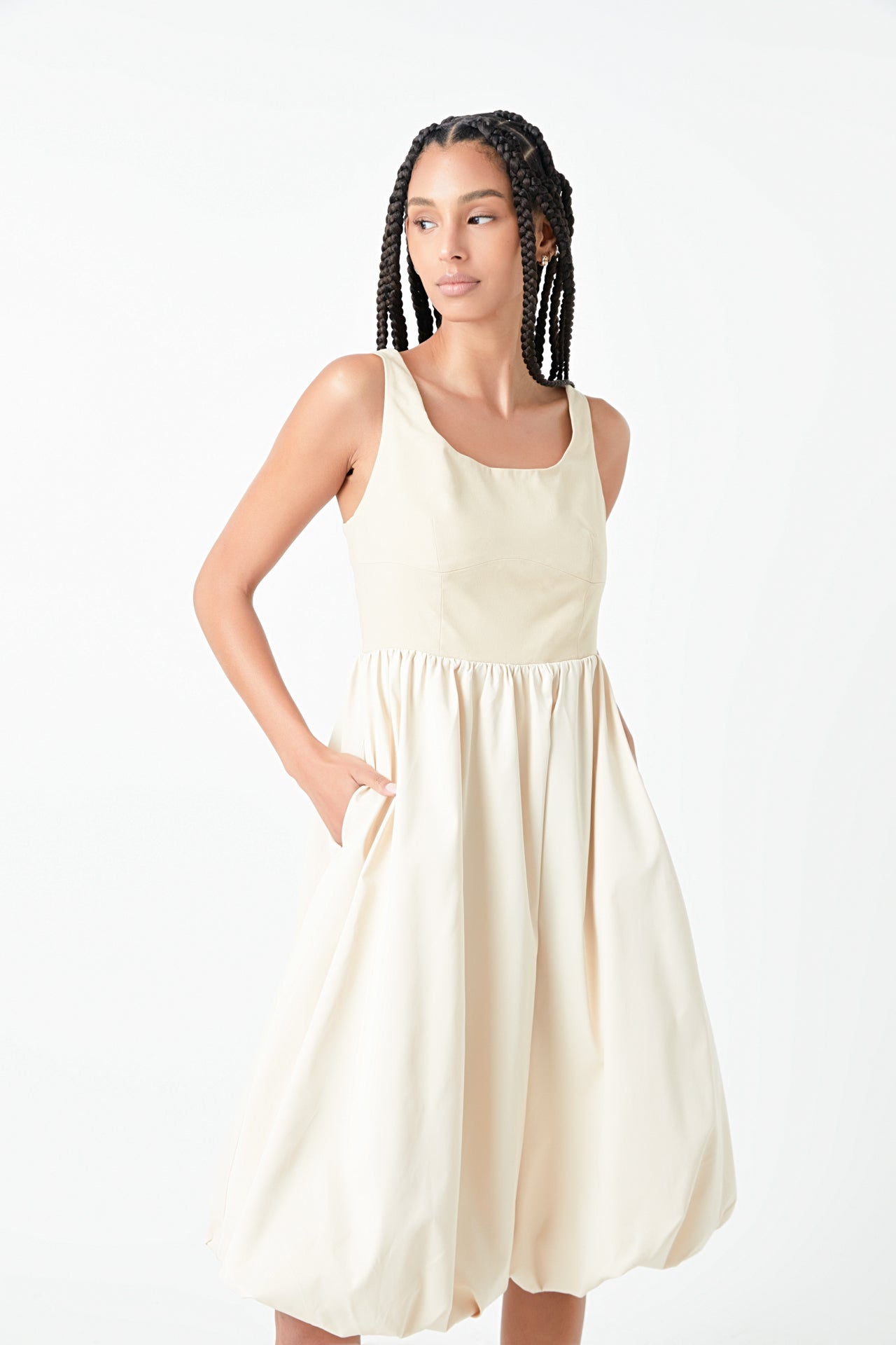 GREY LAB - Combination Midi Dress - DRESSES available at Objectrare