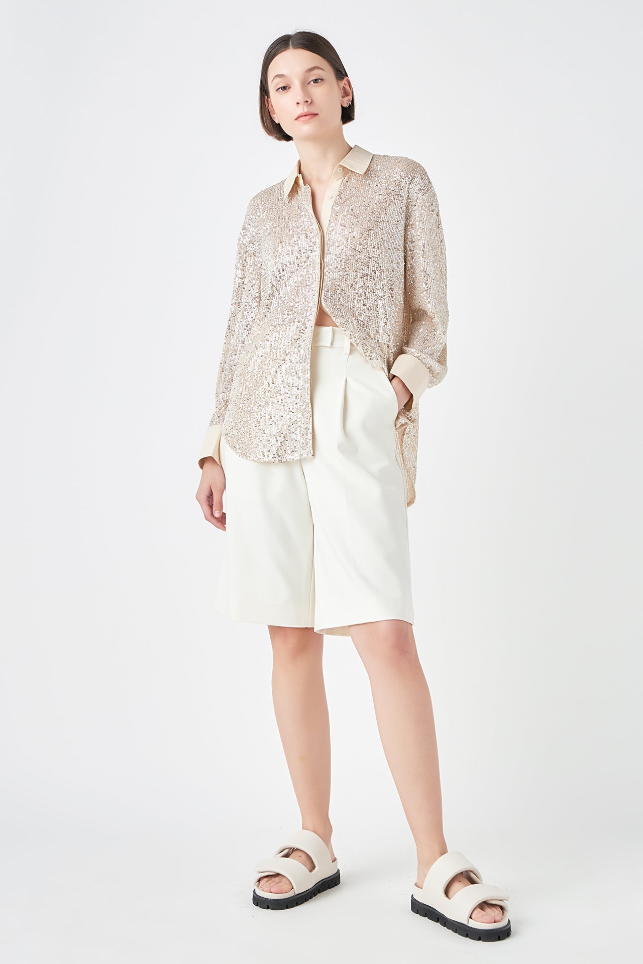 GREY LAB - Oversized Sequin Shirt - TOPS available at Objectrare