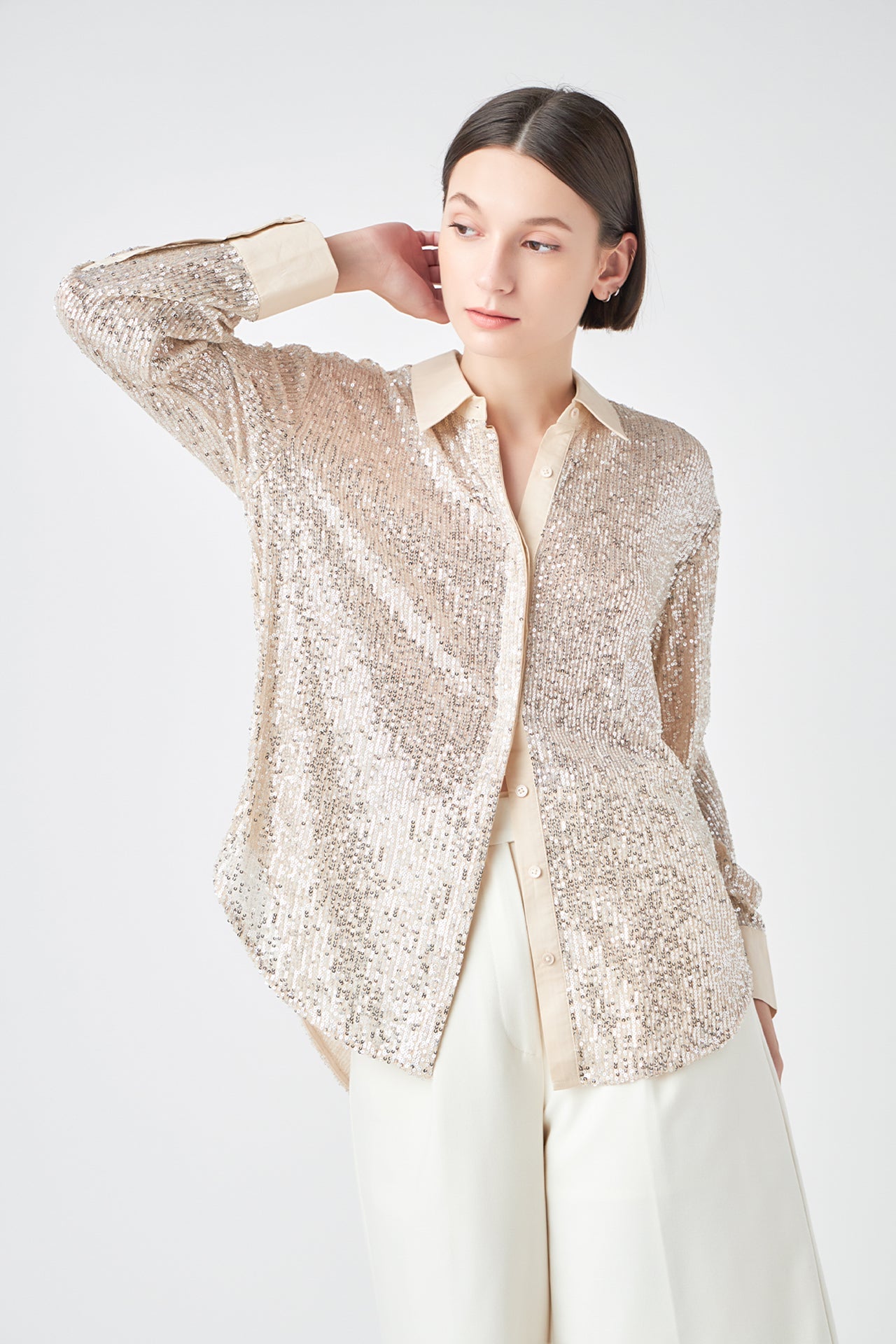 GREY LAB - Oversized Sequin Shirt - TOPS available at Objectrare