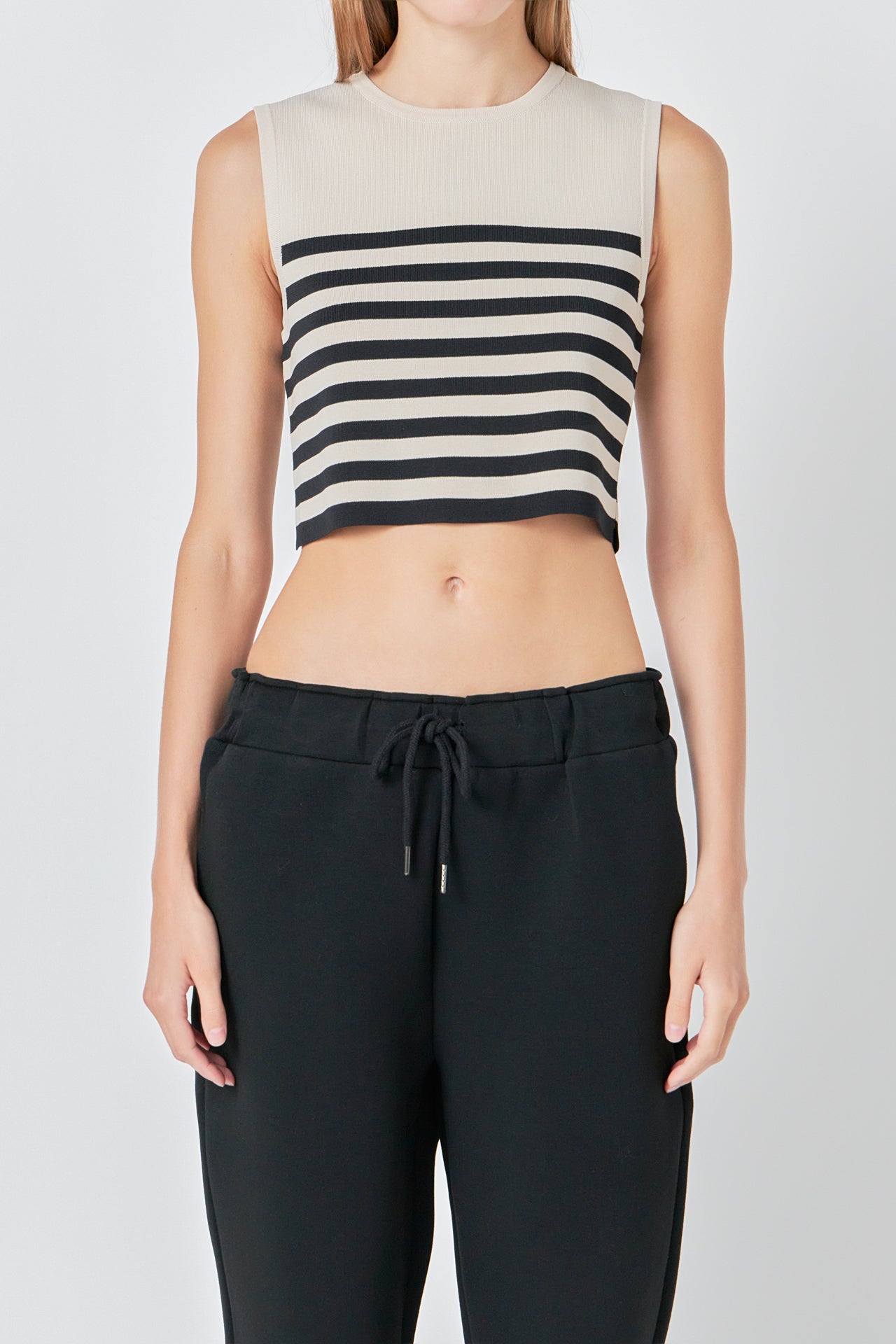 GREY LAB - Striped Knit Sleeveless Top - TOPS available at Objectrare