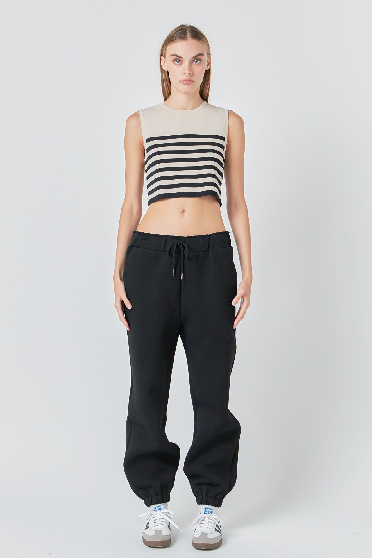 GREY LAB - Striped Knit Sleeveless Top - TOPS available at Objectrare