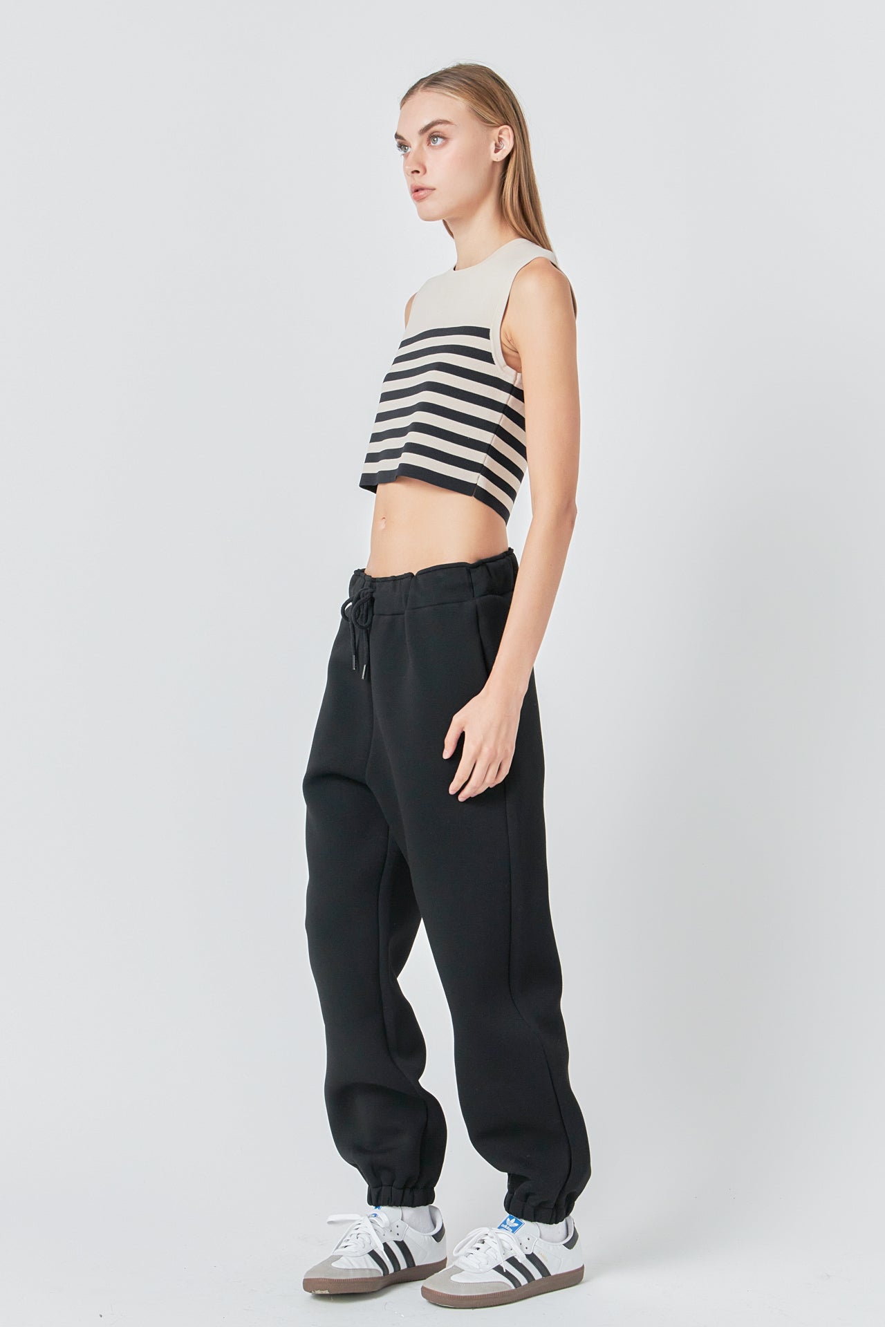 GREY LAB - Striped Knit Sleeveless Top - TOPS available at Objectrare